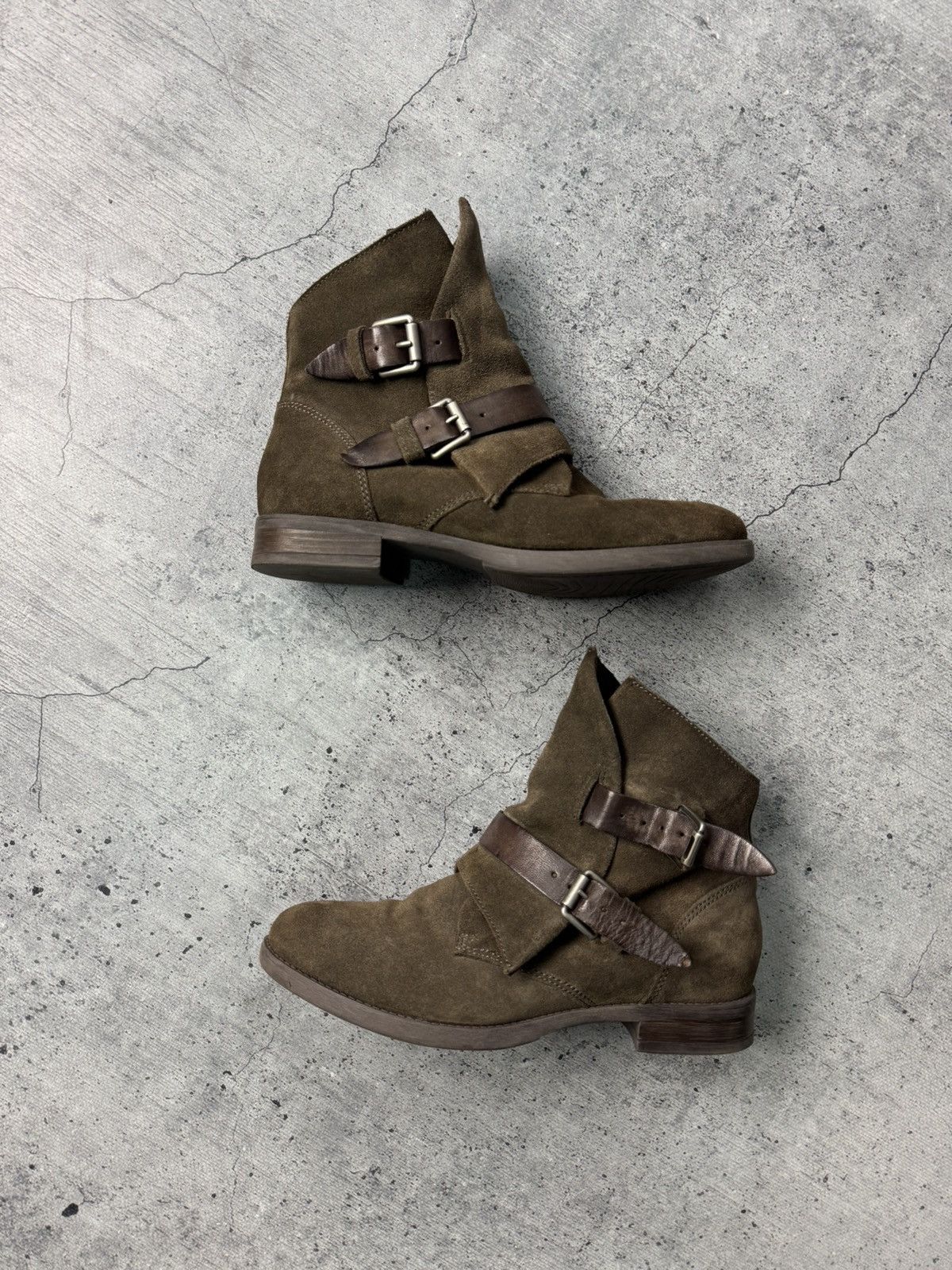 Leather Suede Y2K Boots With Leather Straps Avant Garde