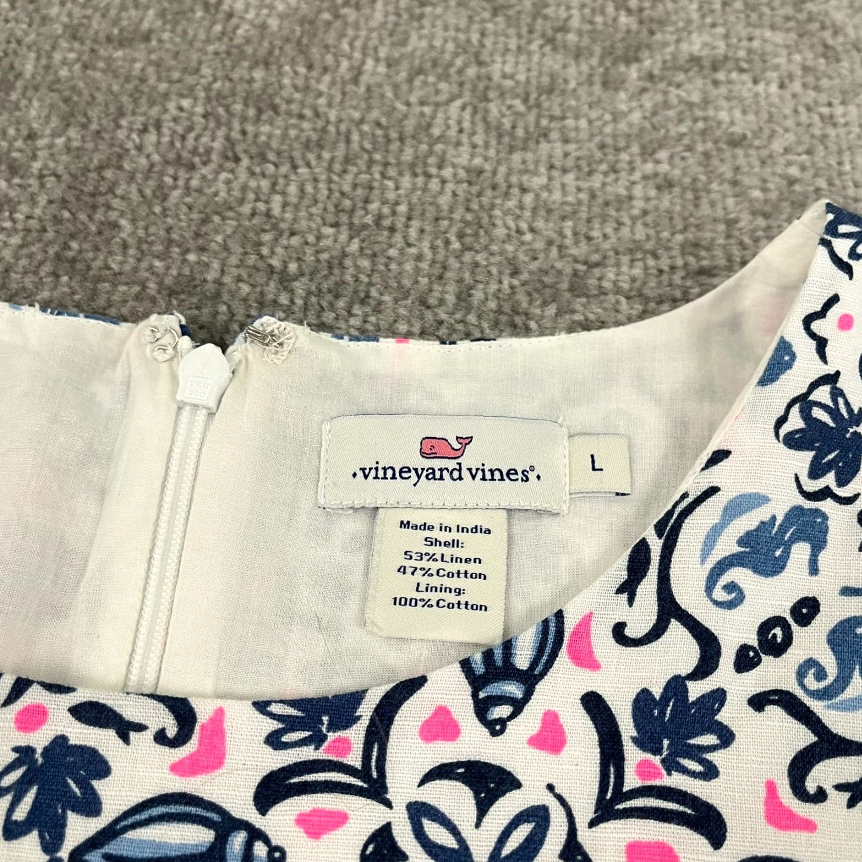 Vineyard Vines Vineyard Vines Women's Dress Large Abstract Shell Seahorse Linen Blend Beach Casual Party Summer Size L / US 10 / IT 46 - 2 Thumbnail