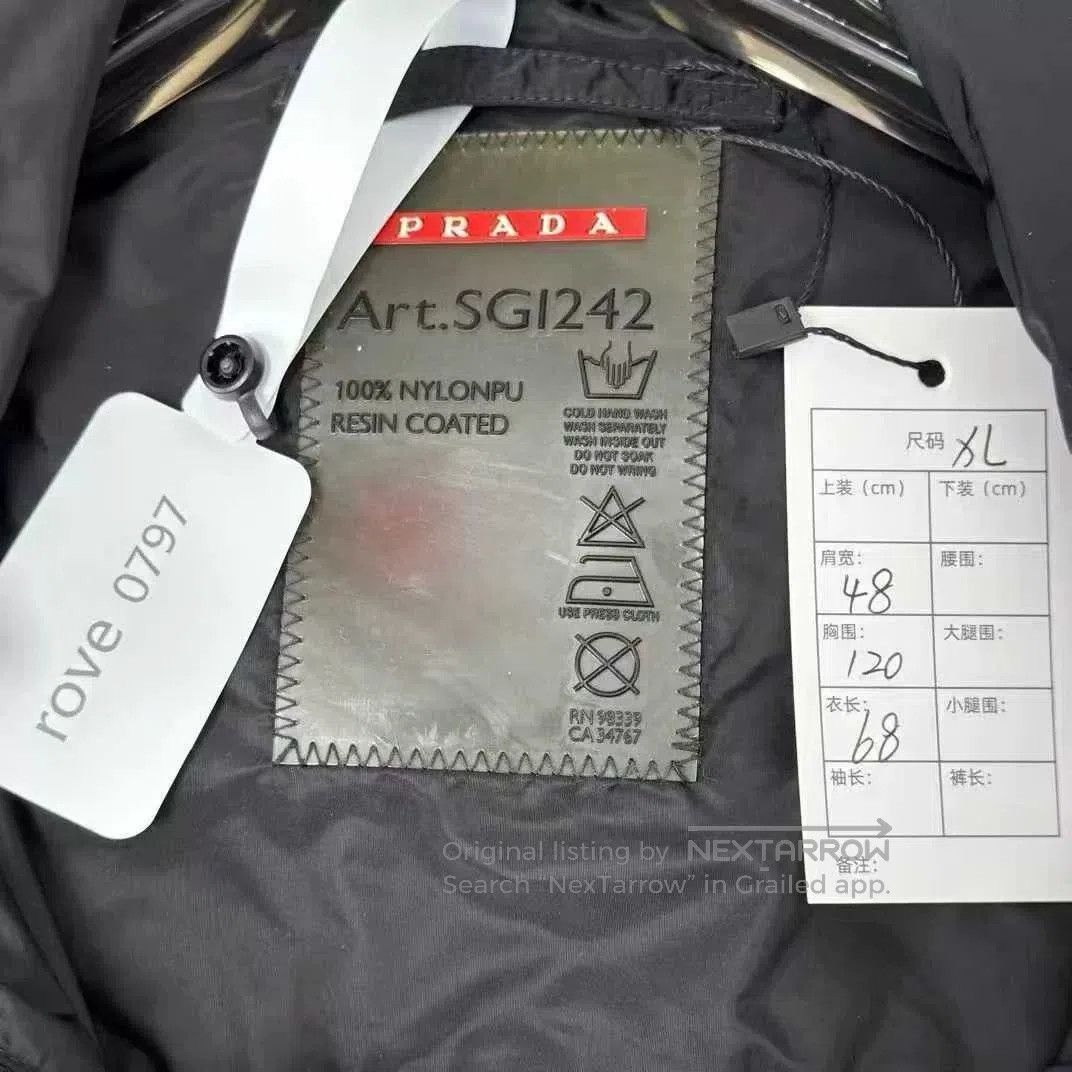 Prada prada black nylon coat with metal logo. Size US XL / EU 56 / 4 - 2 Thumbnail
