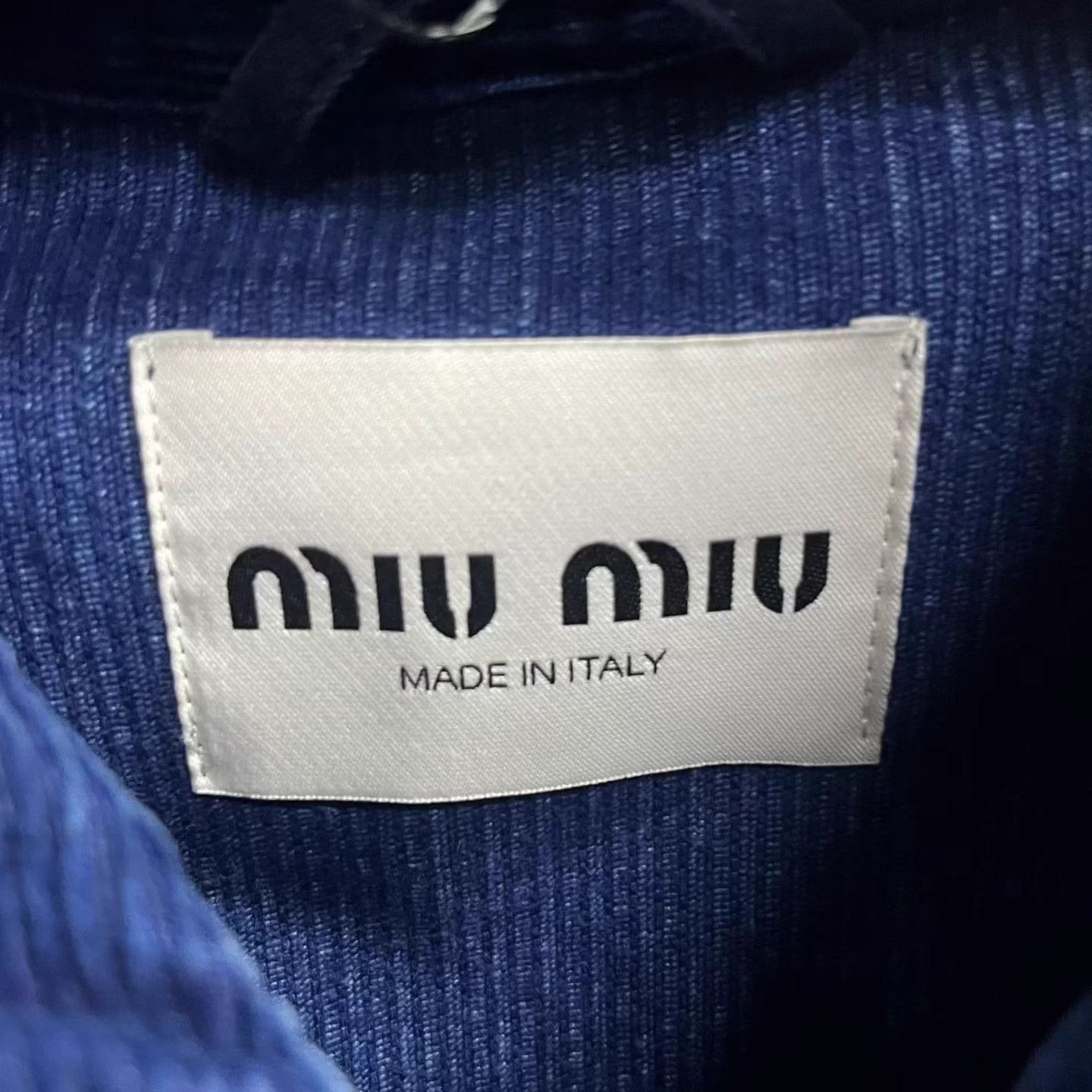 Miu Miu MIU MIU Indigo Solid Logo Lapel Denim Jacket Size XS / US 0-2 / IT 36-38 - 3 Thumbnail