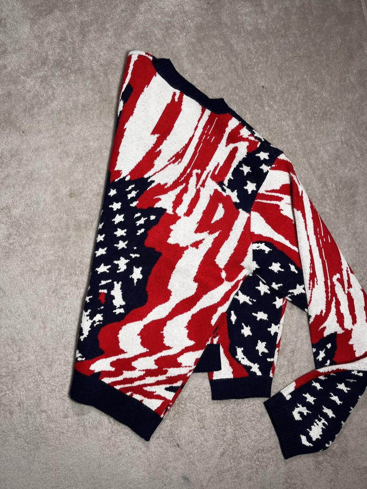 Japanese Brand Masu Marble USA Flag Knit Sweater Size US M / EU 48-50 / 2 - 5 Thumbnail