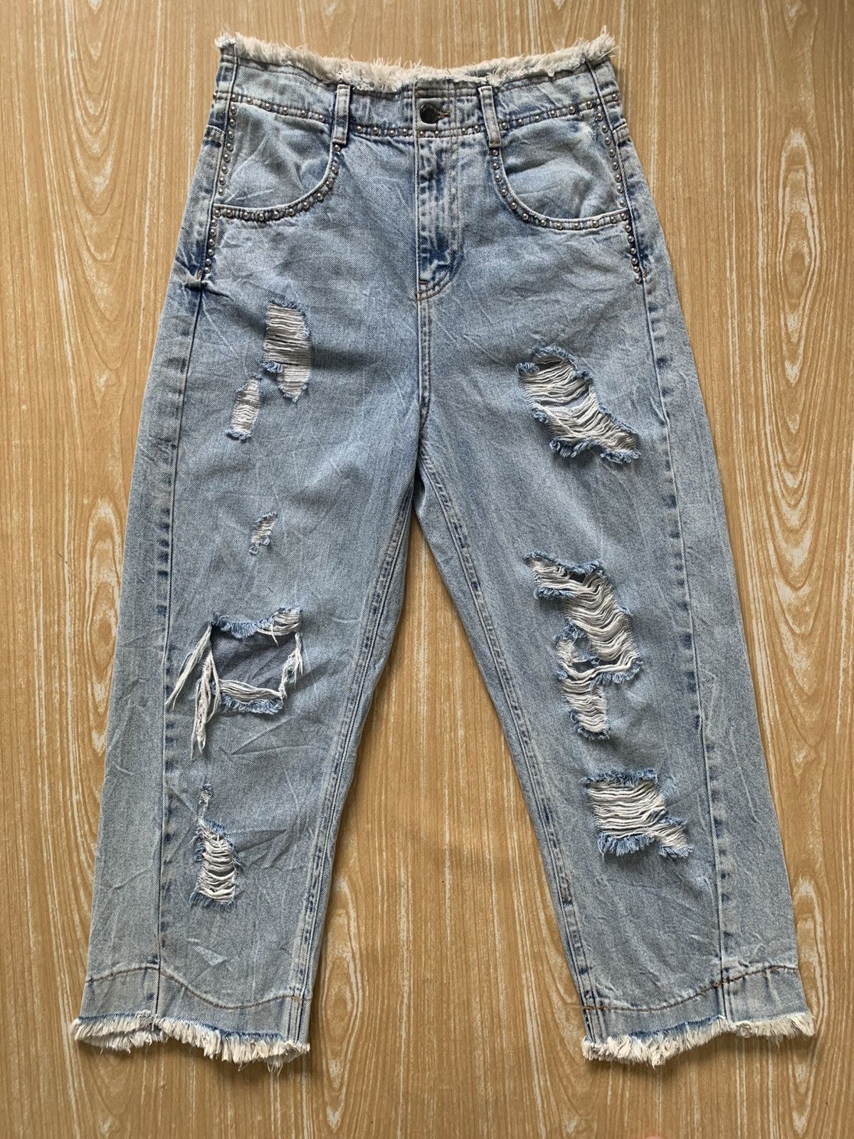 Designer × United Colors Of Benetton Distressed United Colors Of Benetton Stuck Denim Pant Size US 28 / EU 44 - 2 Thumbnail