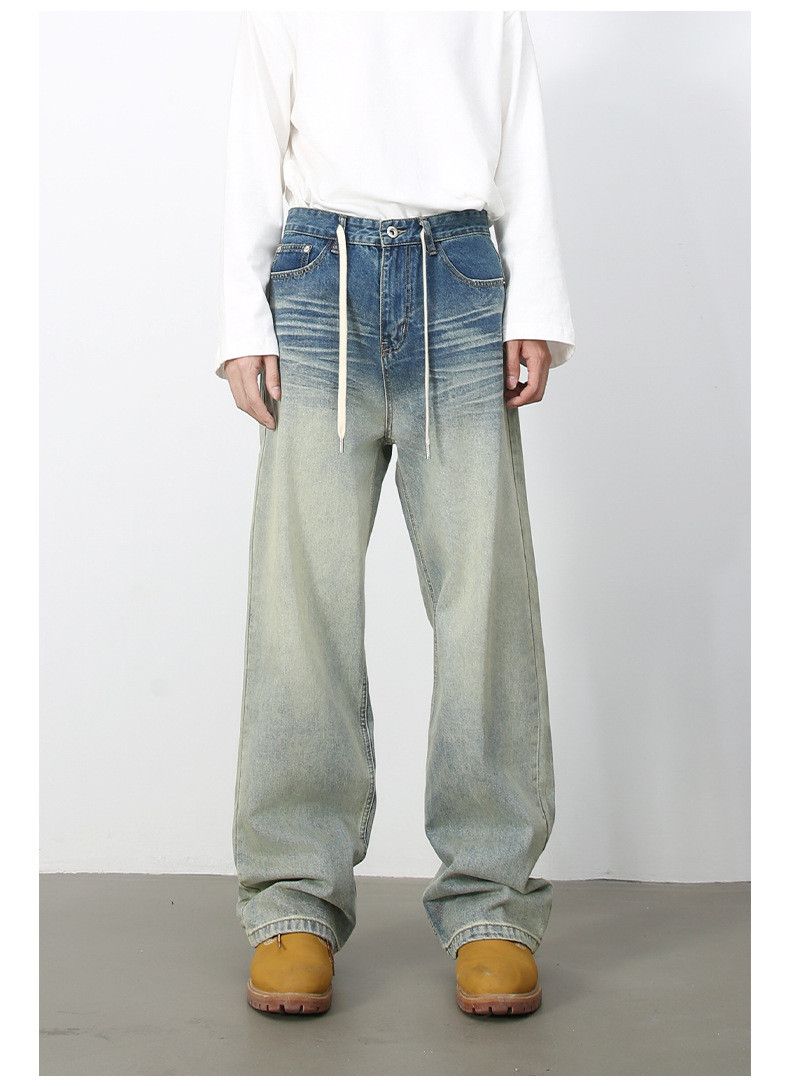 Japanese Brand × Jean Men's American retro mid-rise drawstring straight jeans Size US 32 / EU 48 - 1 Thumbnail