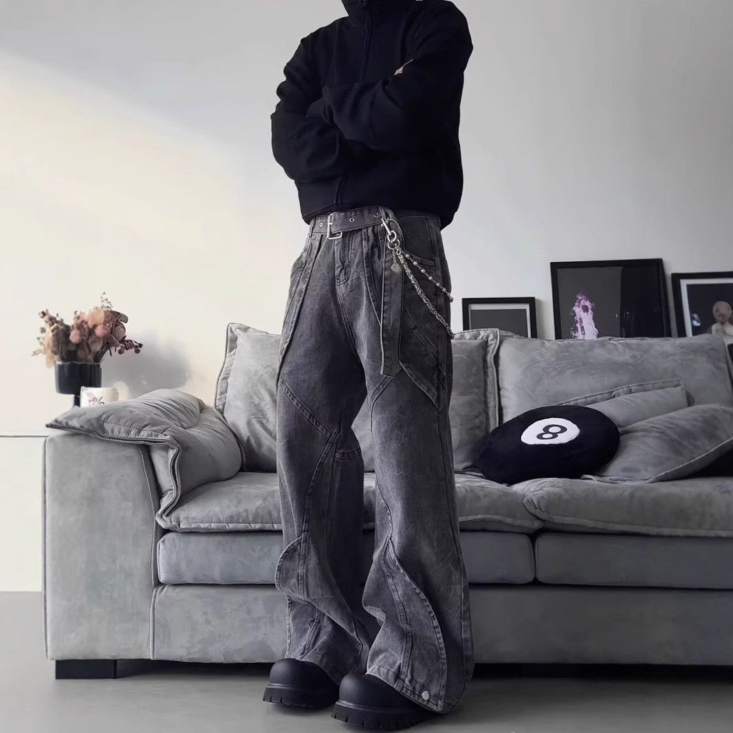 Embroidered Wide Leg Flare Jeans