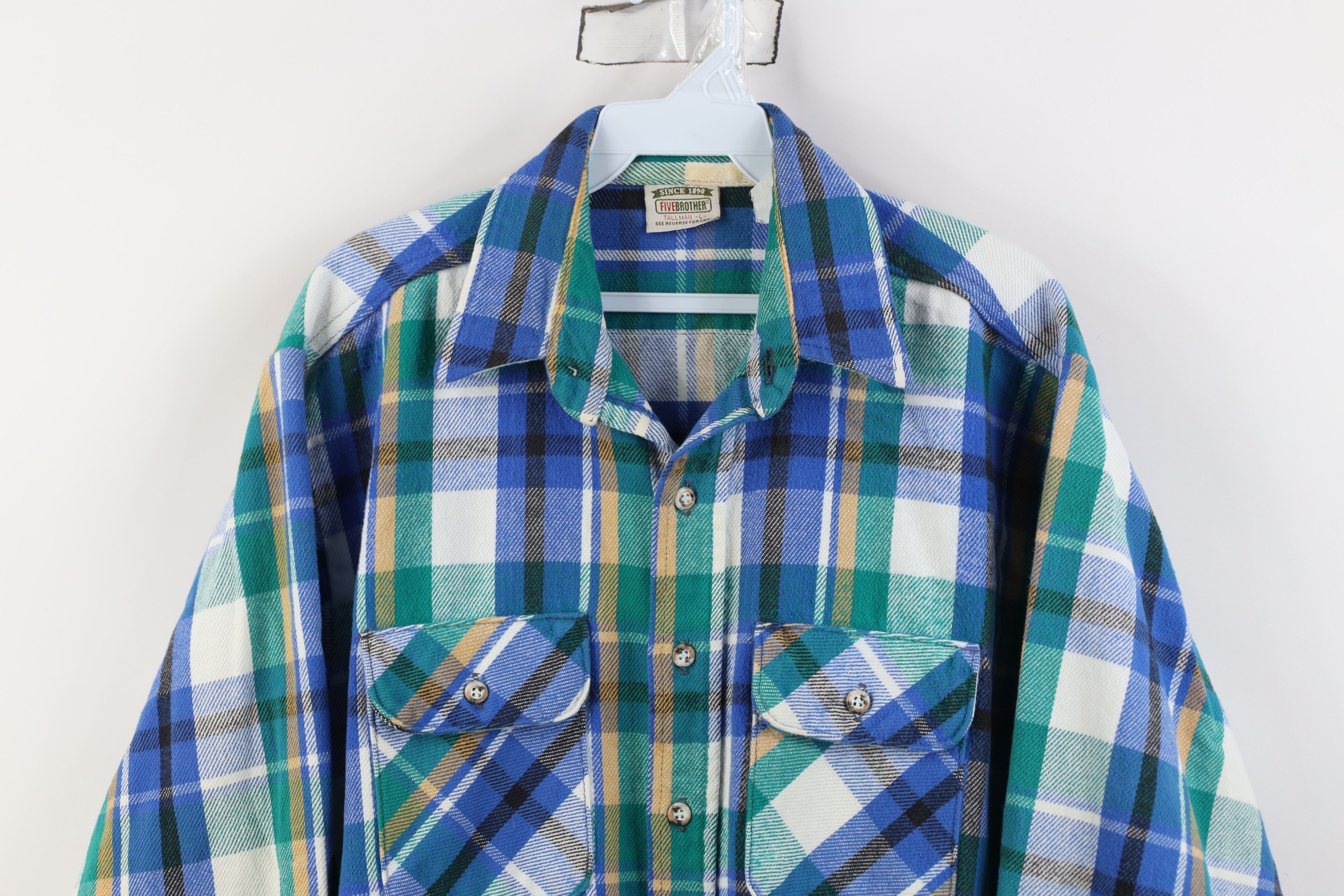 FiveBrother Vintage 90s Five Brother Heavy Flannel Button Shirt USA Size US L / EU 52-54 / 3 - 2 Thumbnail