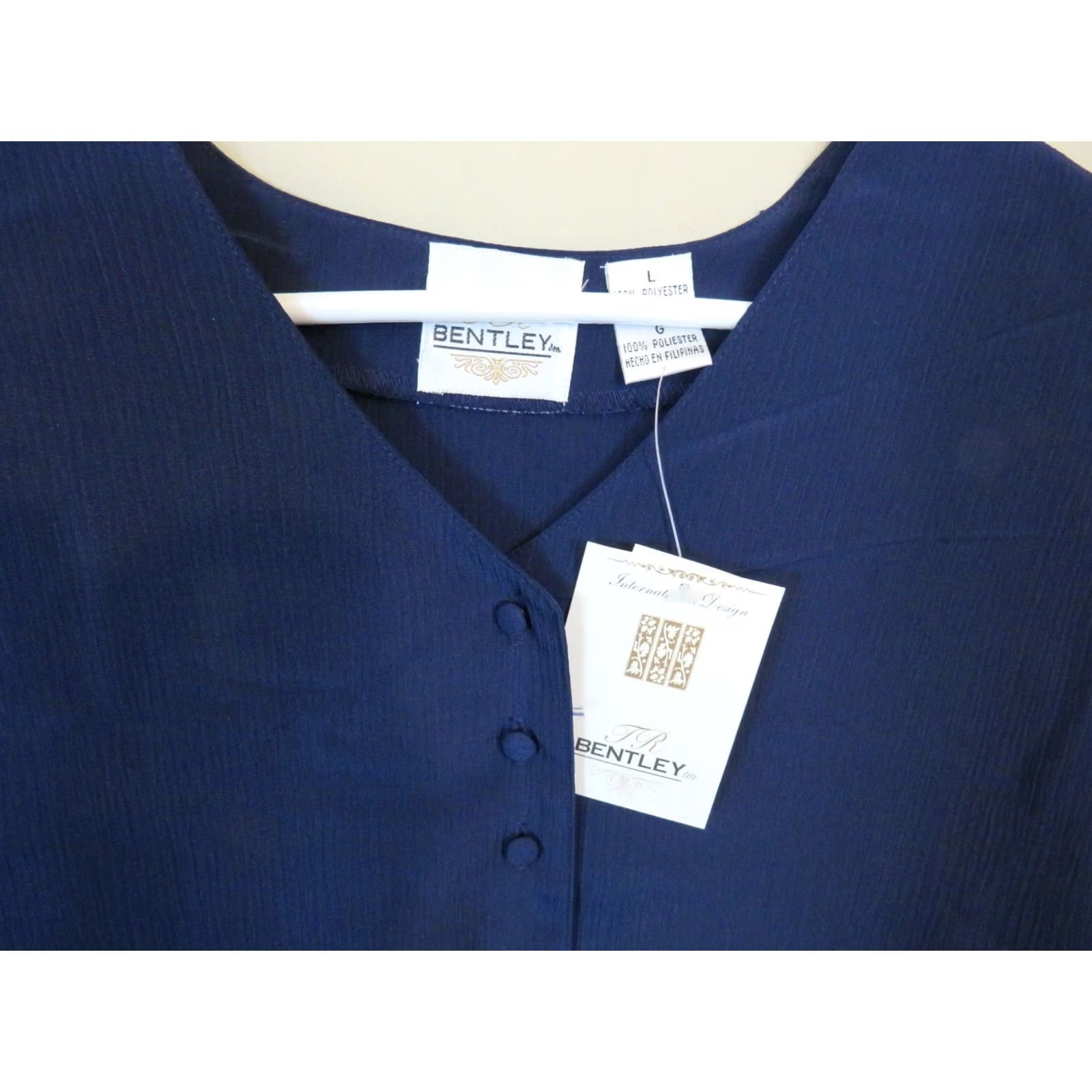 Vintage VINTAGE Bentley Shirt Blue Large with tags NOS 1990s Polyester Regular Men’s Shirt Size L / US 10 / IT 46 - 2 Thumbnail