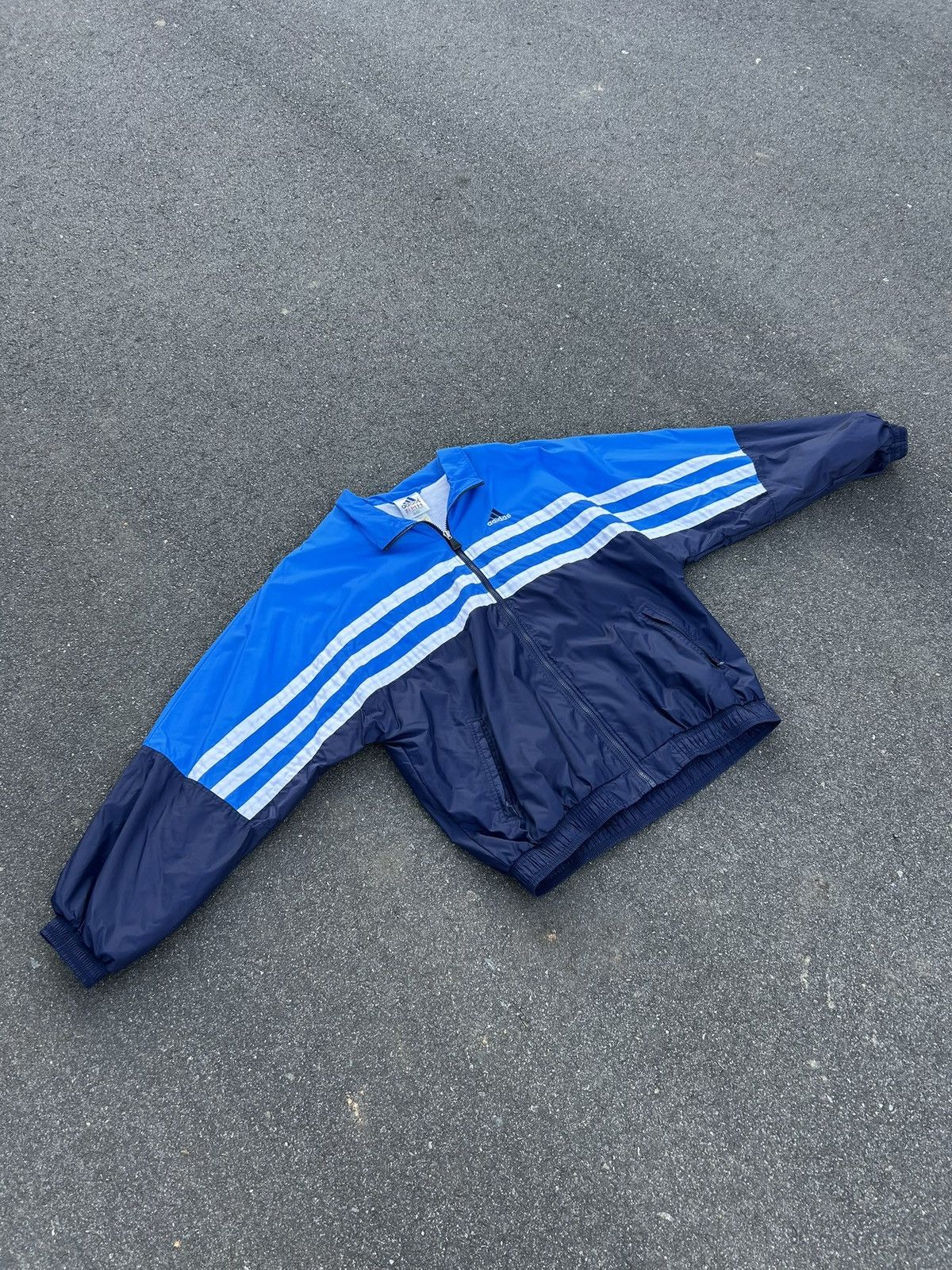 Adidas × Vintage Vintage 90s ADIDAS Striped Blue Windbreaker Zip Up Jacket Size US XL / EU 56 / 4 - 1 Thumbnail
