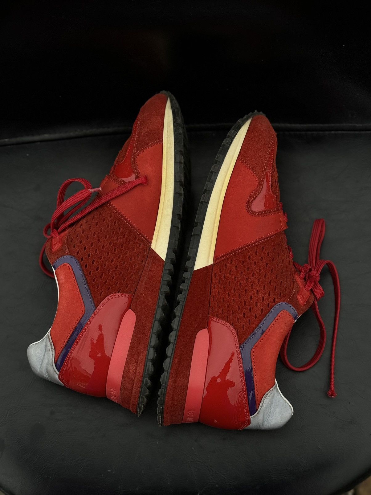 Louis Vuitton Louis Vuitton red suede trainers sneakers Size US 8 / IT 38 - 10 Thumbnail