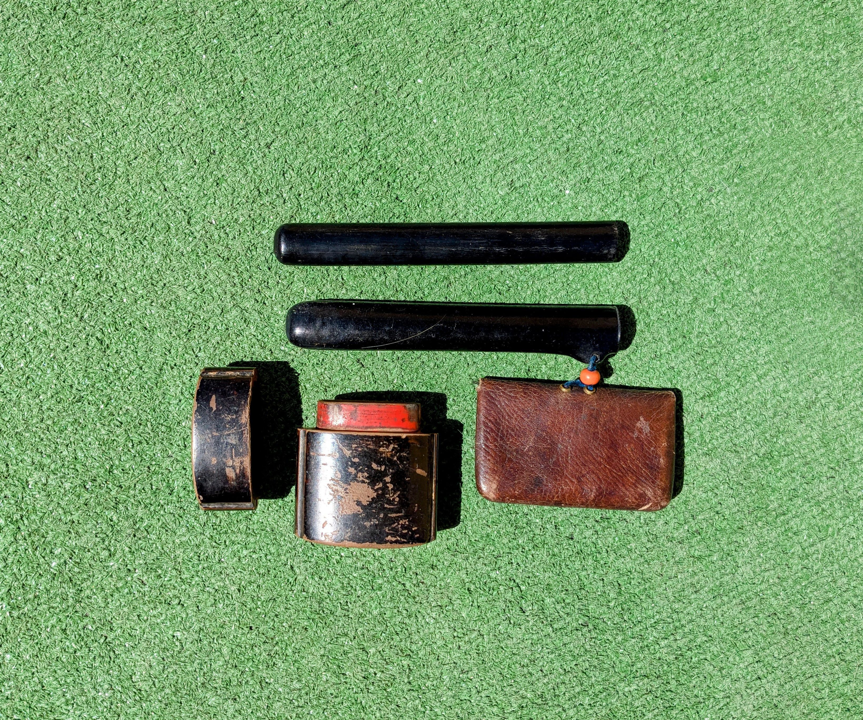 Other Japanese Antique Leather Tobacco Clasp Pouch+Pipe&Wood Boxes Size ONE SIZE - 1 Thumbnail