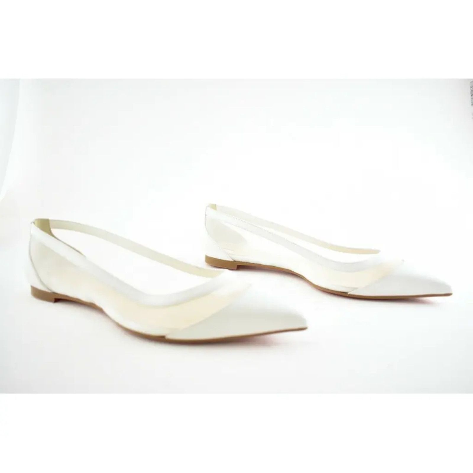 Christian Louboutin Christian Louboutin Galativi Flat White Leather Nude Size US 5 / IT 35 - 4 Thumbnail