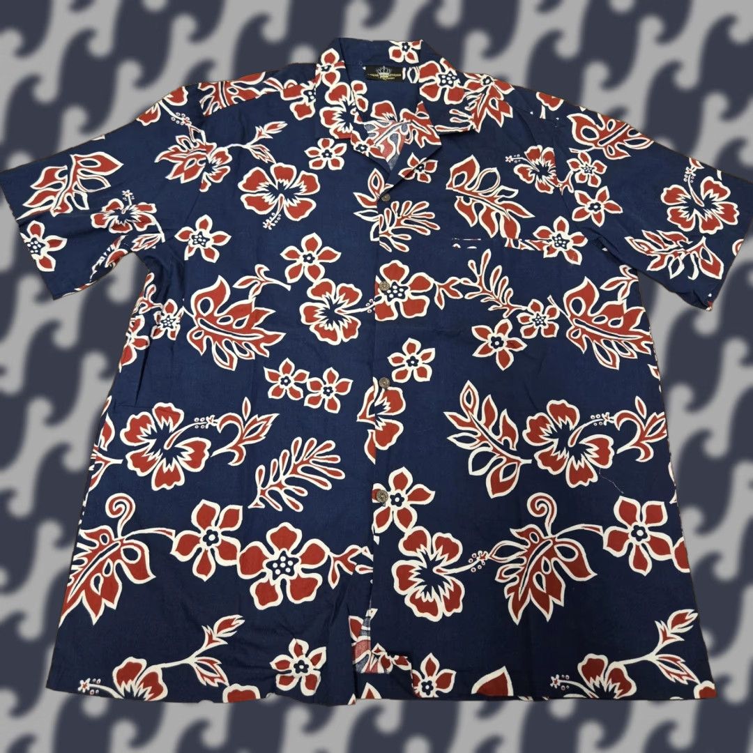 Vintage VINTAGE Royal Creations Shirt Mens XL Navy Hawaiian Floral Button Up Made in Hawaii Size US XL / EU 56 / 4 - 1 Thumbnail