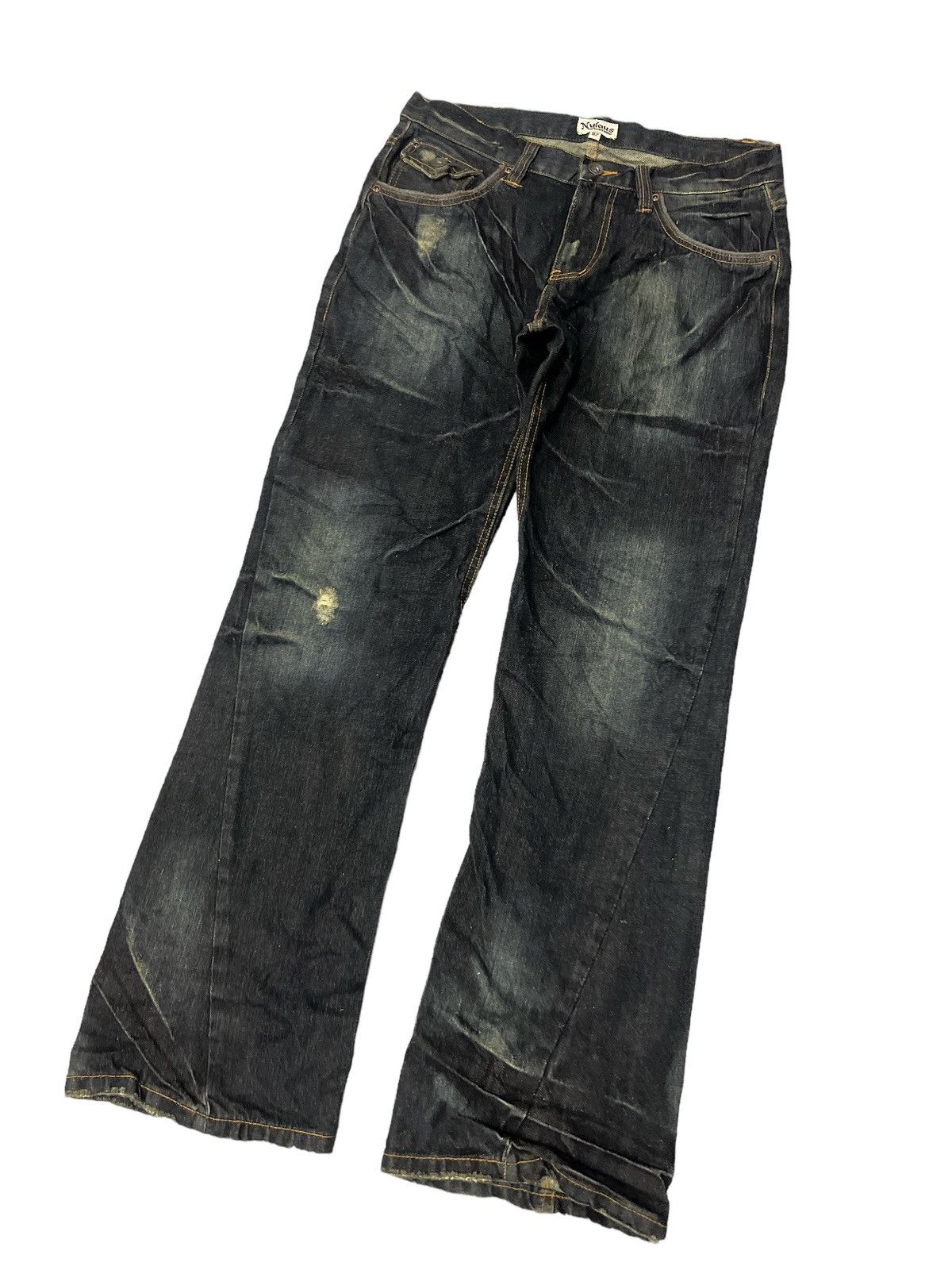 Japanese Brand FLARED💥NYLAUS RIPPED TWIST DISTRESSED DENIM PANT Size US 31 - 5 Thumbnail