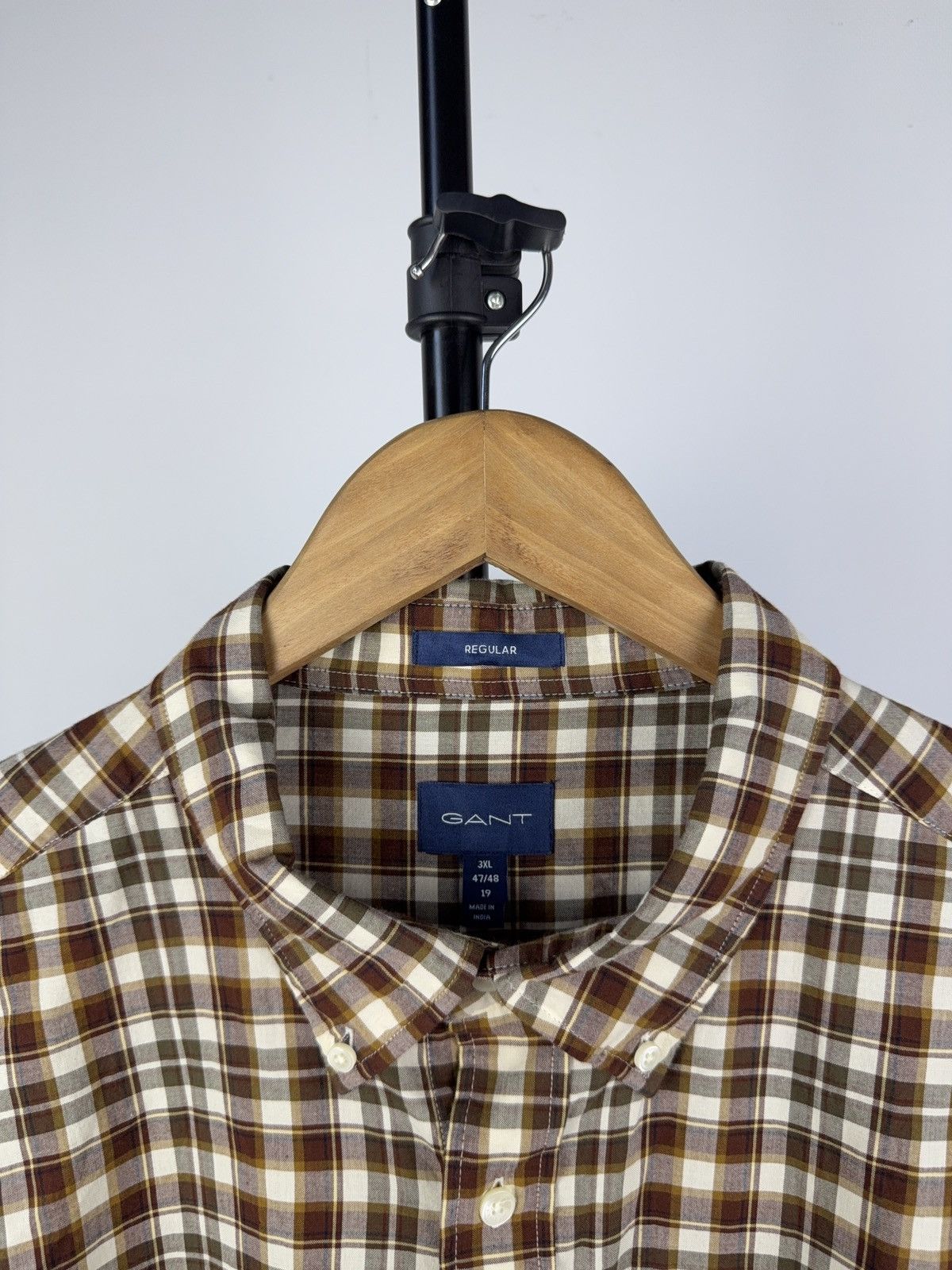 Gant GANT Regular Fit Plaid Shirt 3XL Brown Beige Checkered Size US XXL / EU 58 / 5 - 5 Thumbnail