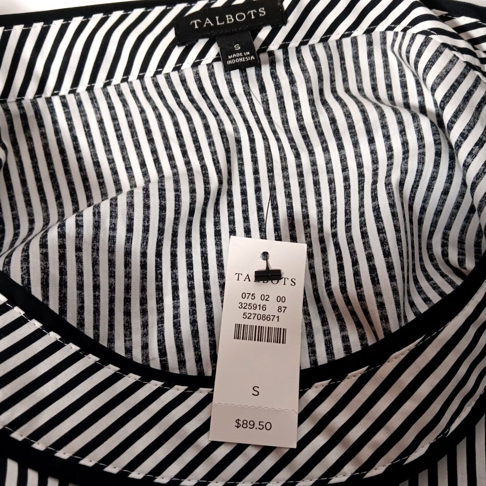 Talbots Talbots Blouse Shirt Women Small White Black Striped Round Neck Long Sleeve Zip Pullover Classic Casual Business Travel Size S / US 4 / IT 40 - 6 Thumbnail