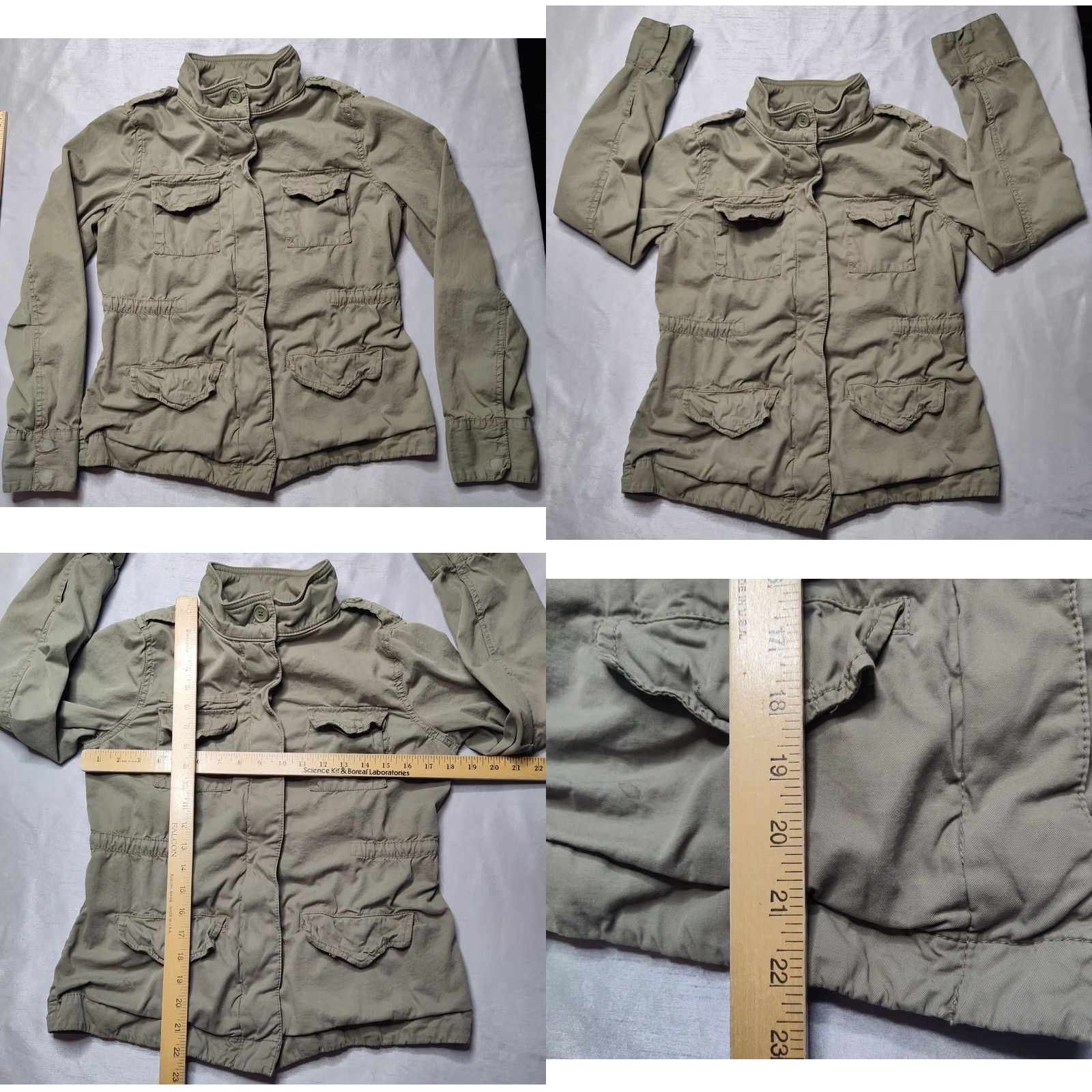 Gap GAP Women Small Olive Drab 100% Cotton Long Sleeve Utility Jacket, Regular Fit, Solid, Full Zip, Pockets, All Seasons, Casual, Green, Jacket, Women Size S / US 4 / IT 40 - 8 Thumbnail