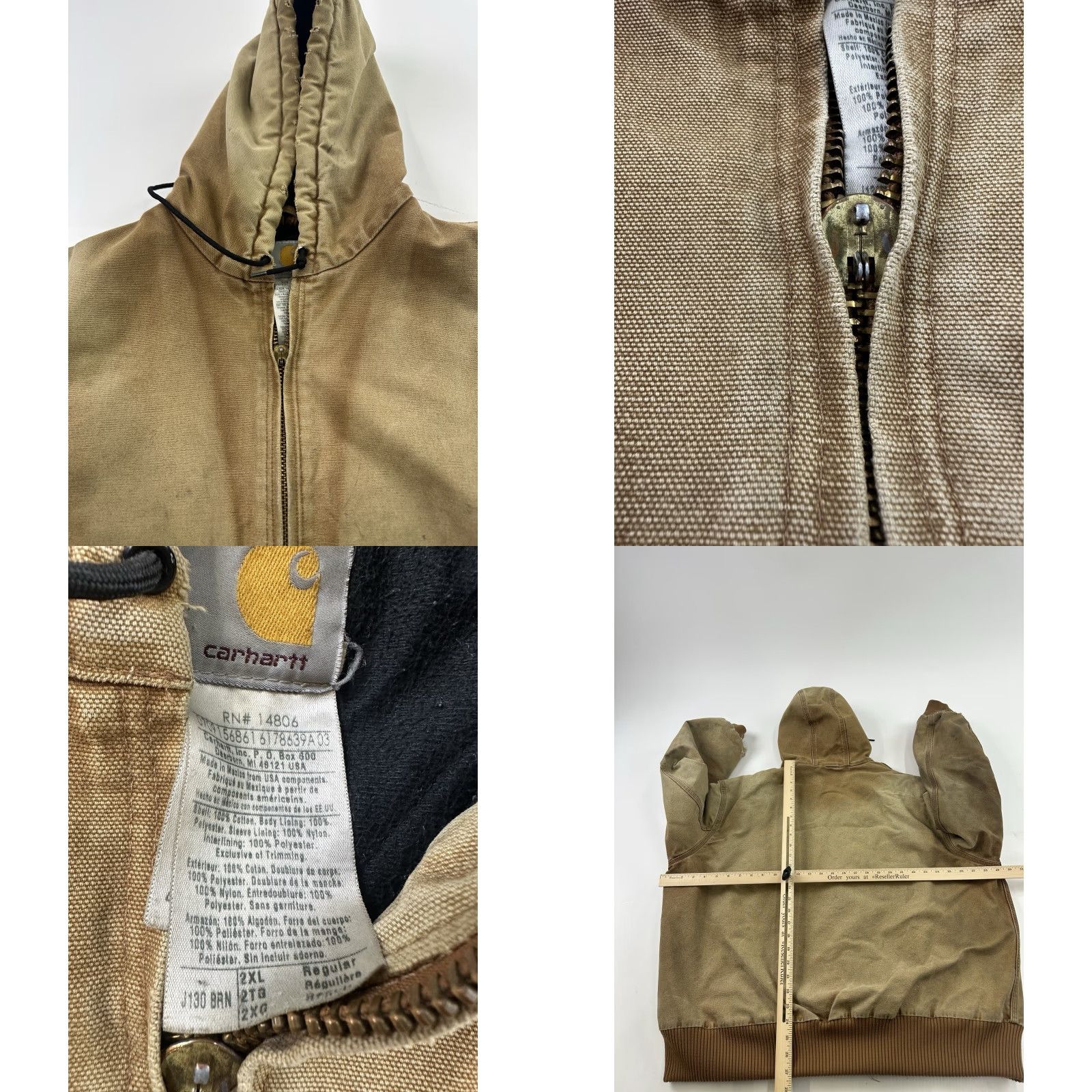 Carhartt VINTAGE Carhartt Jacket Mens 2XL Brown J130 Hooded Zip Work Cheap? Size US XXL / EU 58 / 5 - 8 Thumbnail