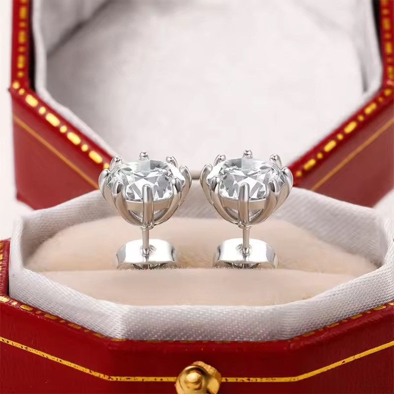 Jewelry Exquisite 8mm Claw Setting CZ Stud Earrings Size ONE SIZE - 4 Thumbnail
