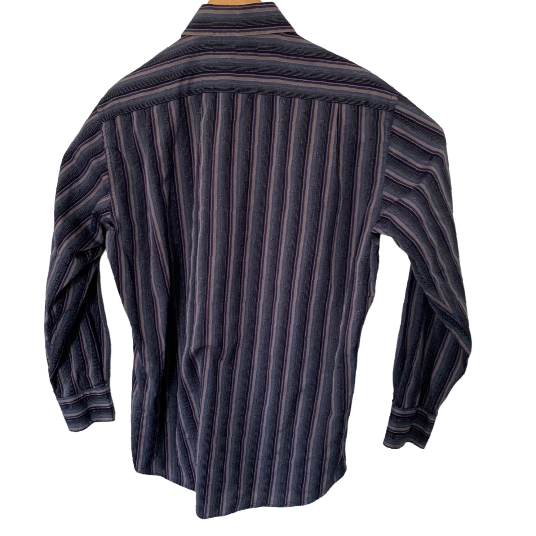 Vintage Visconti Uomo Shirt Mens M Blue Striped Button-Up Cuffs 2-Ply Mercerized Cotton Classic/Business Casual Formal Size US M / EU 48-50 / 2 - 5 Thumbnail