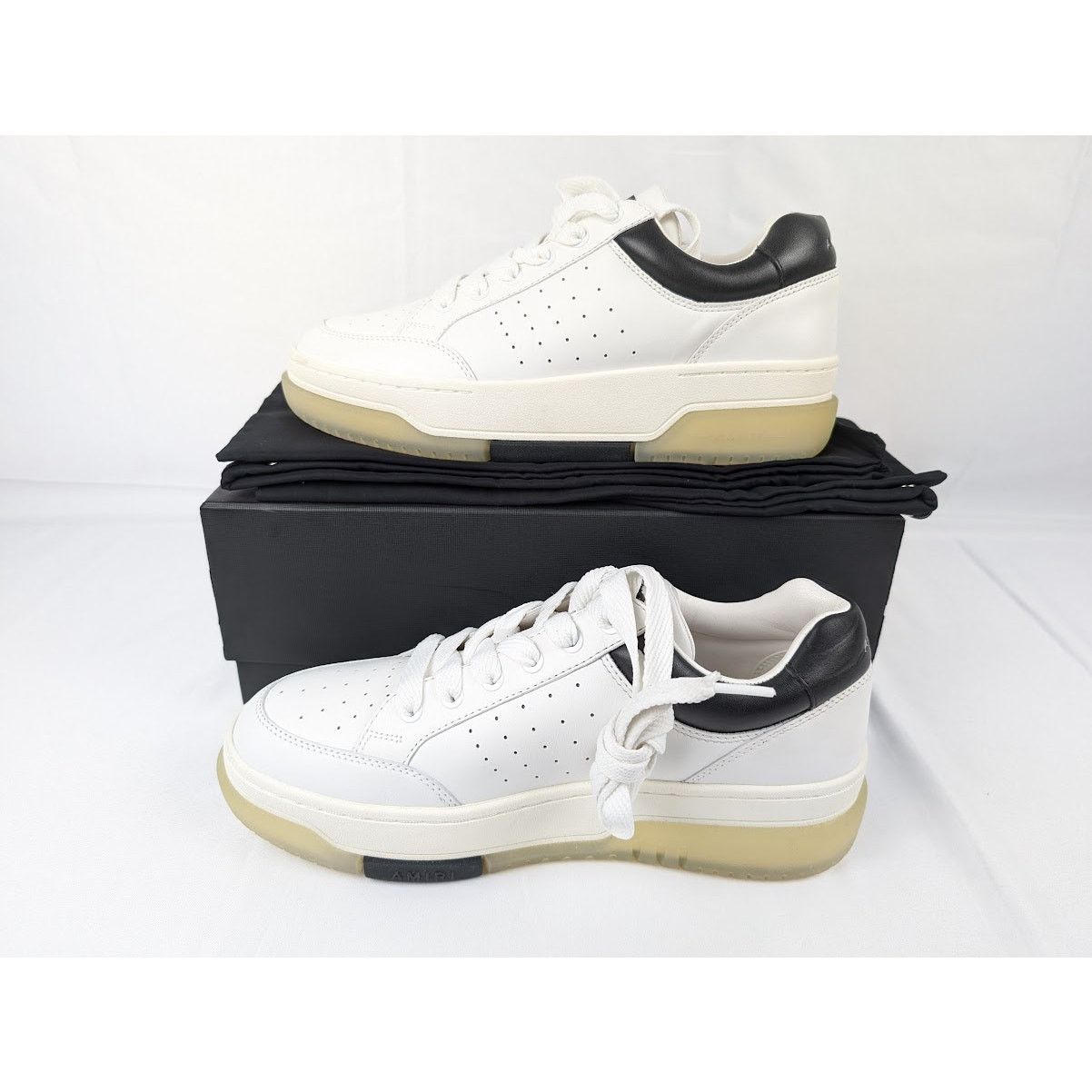 Amiri o1rshd1 Stadium Low Top Sneakers in White/Black Size US 10 / EU 43 - 15 Thumbnail
