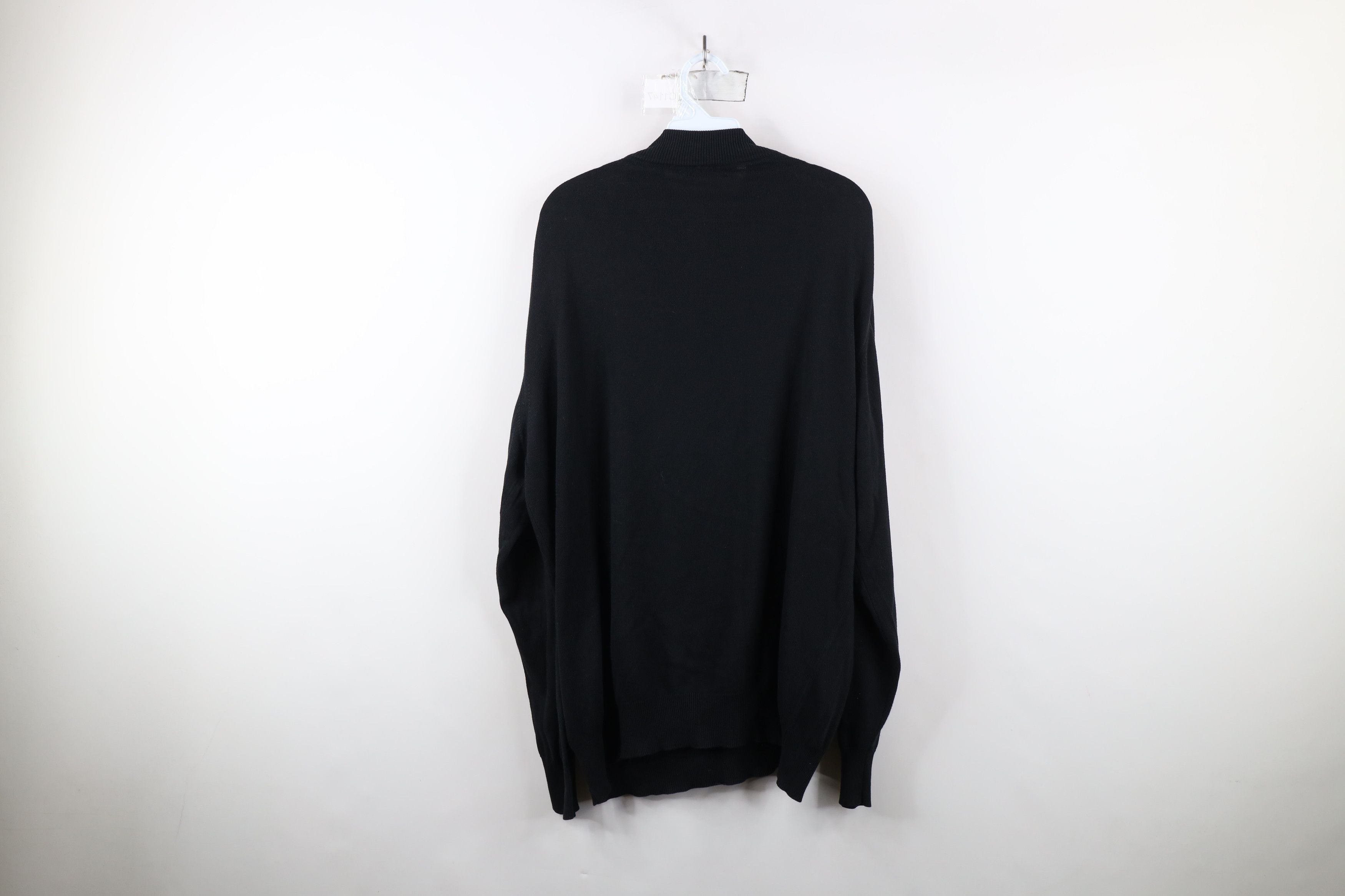 Vintage Vintage 90s Streetwear Knit Mock Neck Dad Sweater Black Size US XL / EU 56 / 4 - 11 Thumbnail