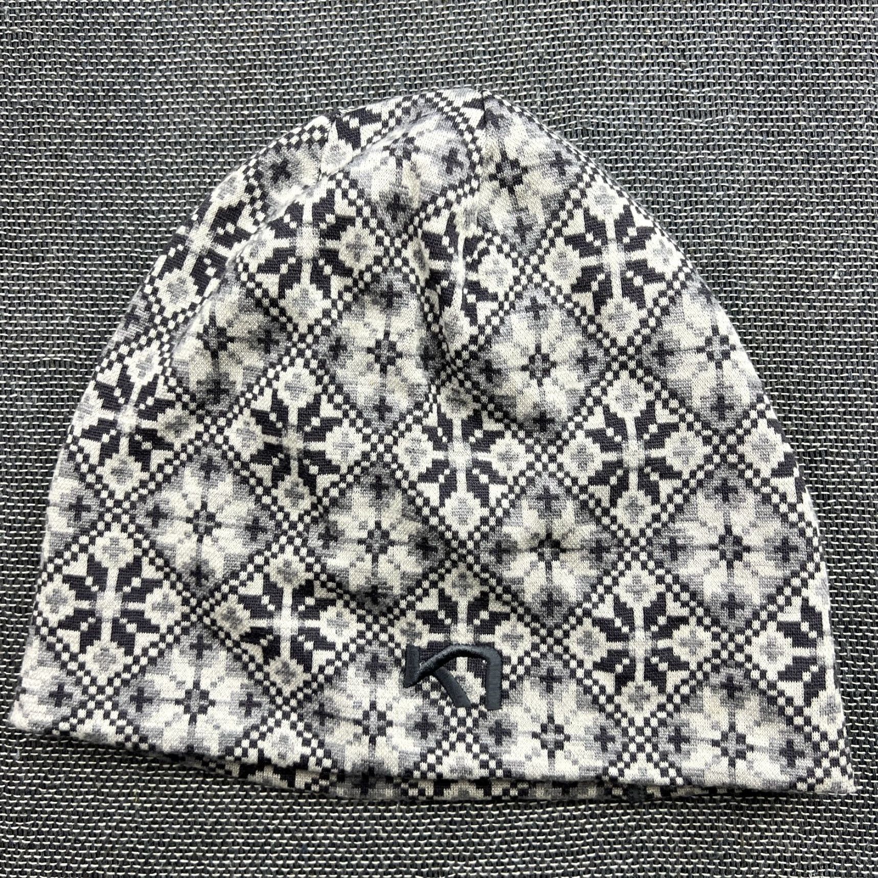 Vintage Kari Traa Womens Beanie Hat One Size Fair Isle 100% Merino Wool Knitted Gray Size ONE SIZE - 2 Thumbnail