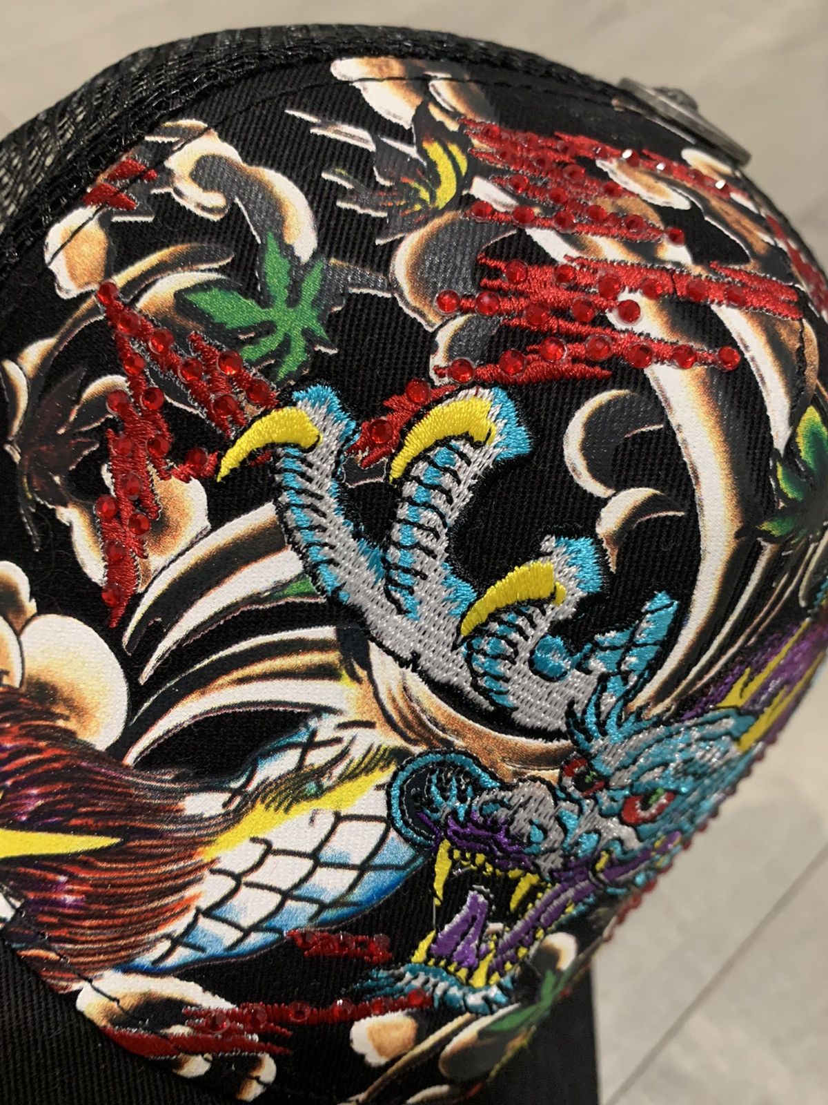 Ed Hardy *RARE* New Ed Hardy Rhinestone Embroidered Trucker Hat Cap Size ONE SIZE - 4 Thumbnail