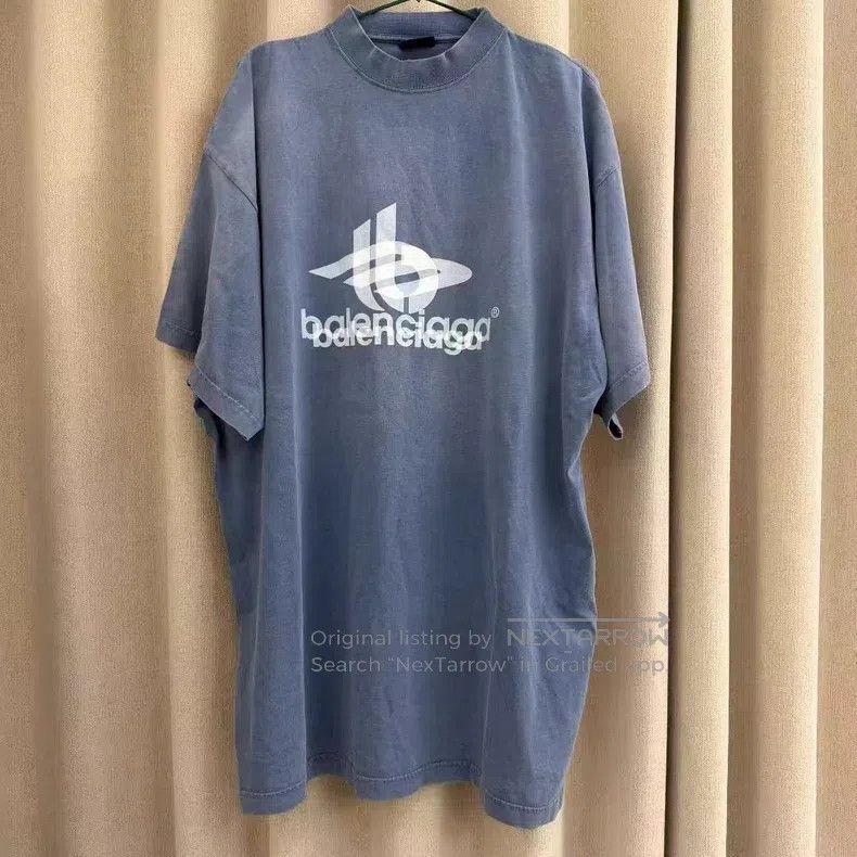 Balenciaga Balenciaga Washed Haze Blue 3B Phantom Short Sleeve Size US L / EU 52-54 / 3 - 1 Thumbnail