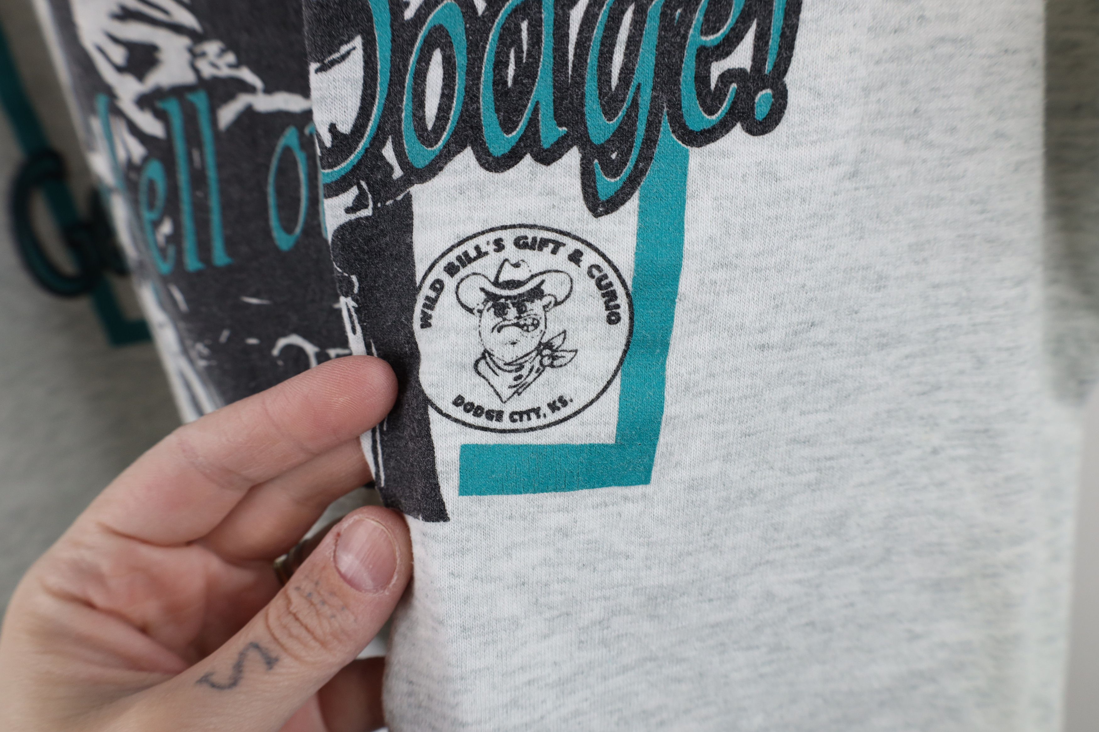 Vintage Vintage 90s Streetwear The Hell Out of Dodge Cowboy T-Shirt Size US XL / EU 56 / 4 - 5 Thumbnail