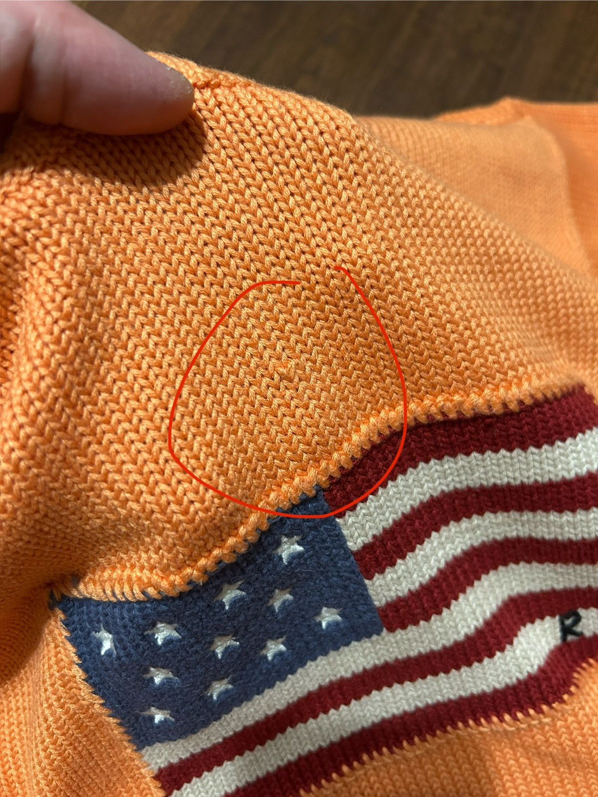 Vintage Polo Ralph Lauren American Flag Sweater Orange Sz M