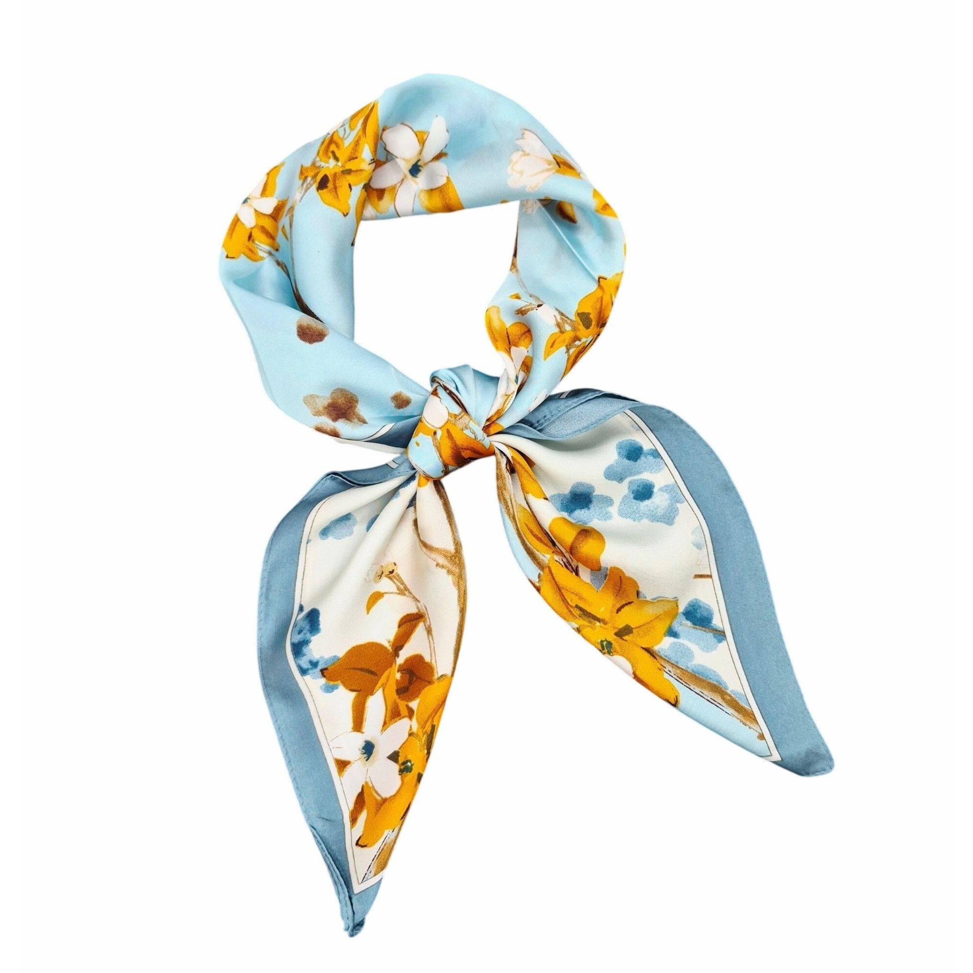 Other Luxurious Elegant Silky Square Scarf Teal White Floral Garde Size ONE SIZE - 2 Thumbnail