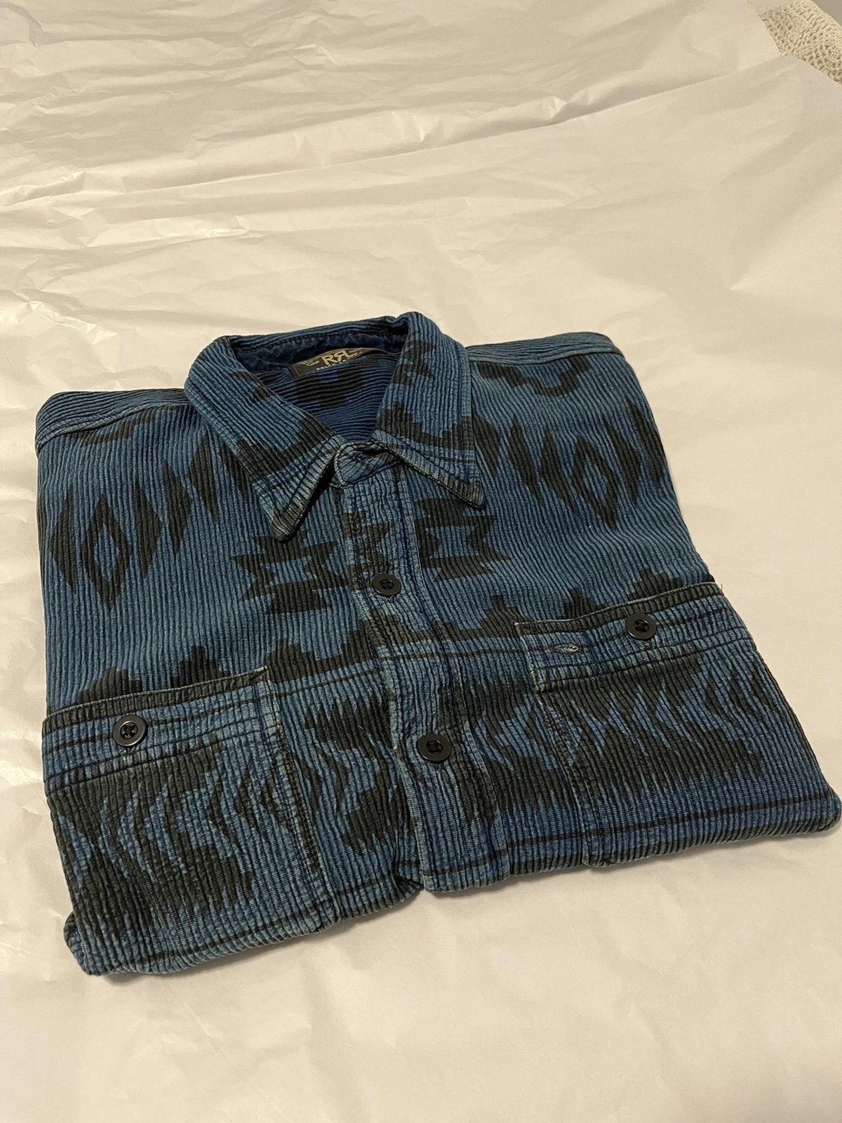 RRL Ralph Lauren Southwestern Corduroy Work Shirt Aztec Indian Serape Size US L / EU 52-54 / 3 - 20 Thumbnail