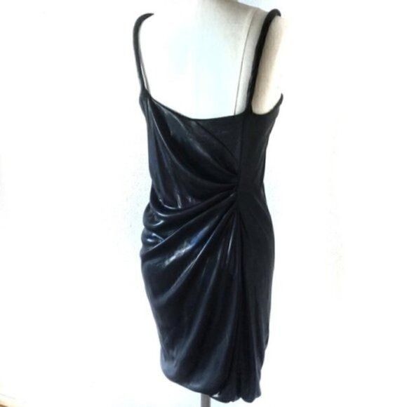 Yigal Azrouel Yigal Azrouel Black Draped Wet Look Bubble Hem Dress Small Size S / US 4 / IT 40 - 3 Thumbnail