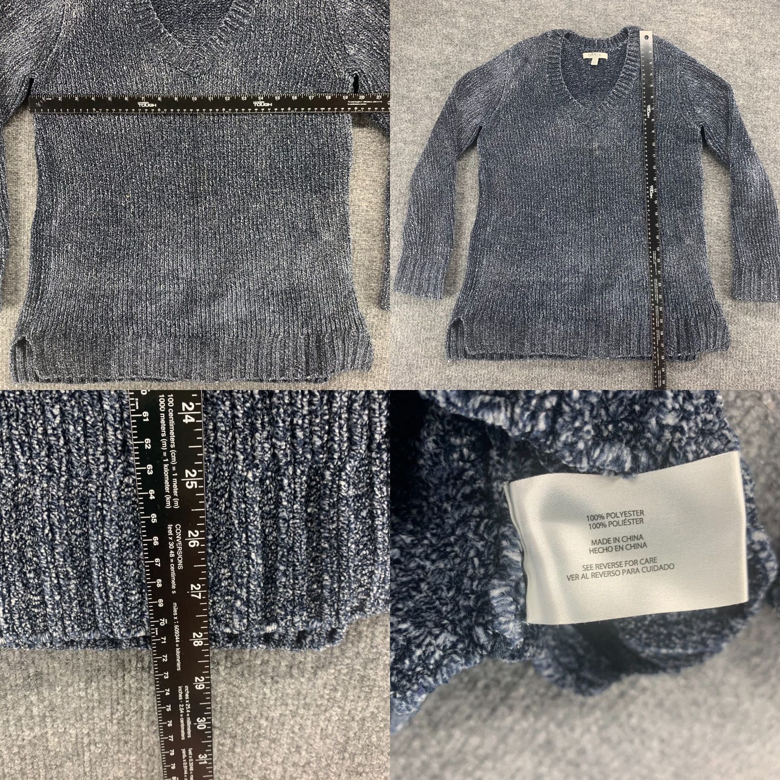 Orvis Orvis Womens Medium Blue Chenille Velvet Soft Pullover Knit V Neck Sweater Size M / US 6-8 / IT 42-44 - 8 Thumbnail