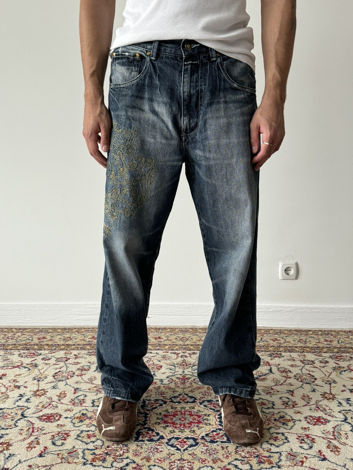 Japanese Brand × Vintage Vintage Y2K Style Wrung Division Graffiti Baggy Jeans Pants Size US 30 / EU 46 - 1 Thumbnail