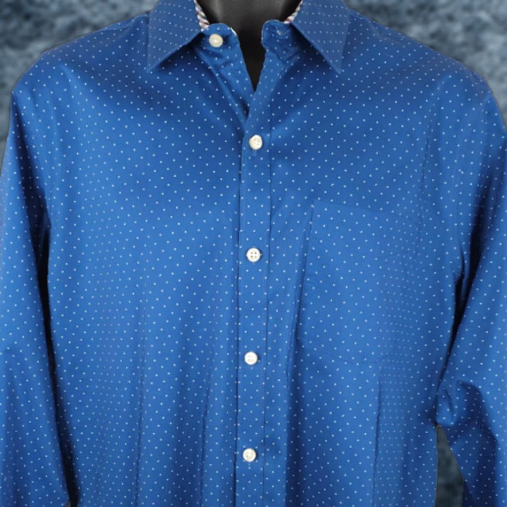 Van Heusen **Van Heusen Mens Medium Blue Polka Dot Flex Shirt** User: Van Heusen Mens Medium Blue Polka Dot Flex Shirt Size US M / EU 48-50 / 2 - 1 Thumbnail