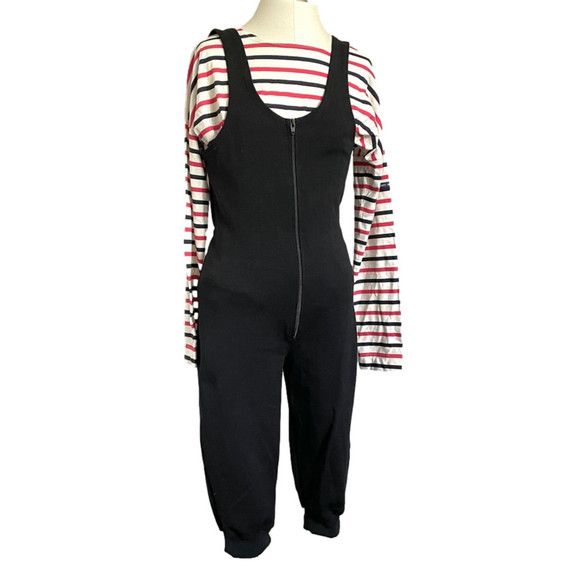 Vintage Vintage TRO Black Cropped Sleeveless Ski Jumpsuit - S Size 28" / US 6 / IT 42 - 1 Thumbnail