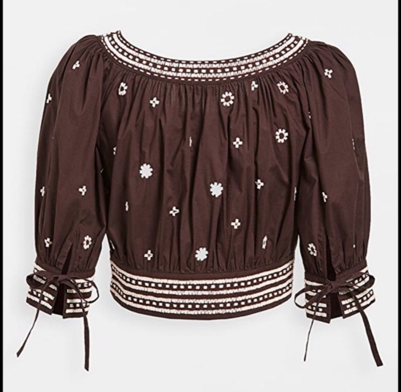 Ulla Johnson ULLA JOHNSON RARE Hand Beaded Zola Crop Top - Brown Size M / US 6-8 / IT 42-44 - 2 Thumbnail