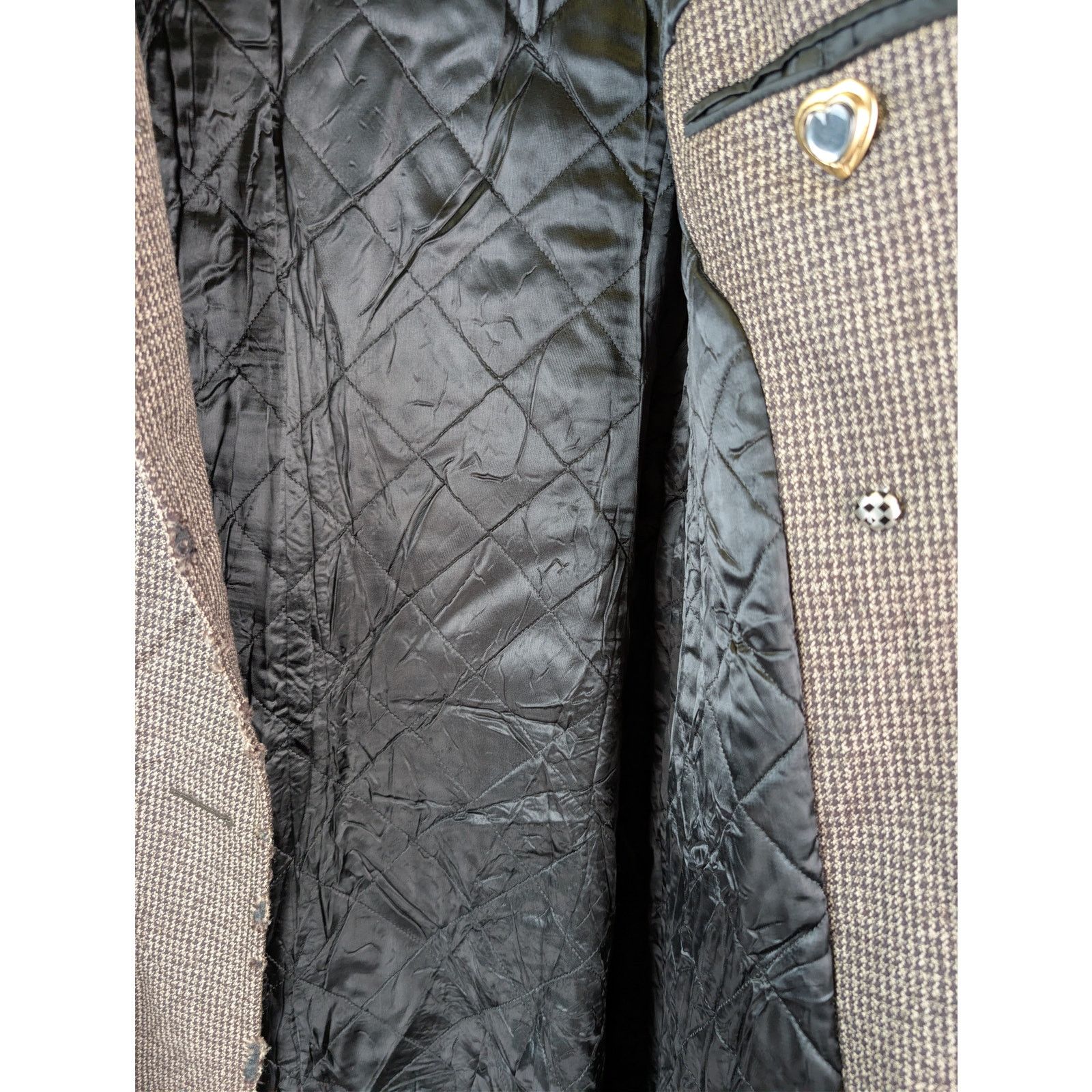 Balenciaga o1rshd1 CCRAB Heather Wool Houndstooth Coat in Coffee/Beige Size XS / US 0-2 / IT 36-38 - 9 Thumbnail