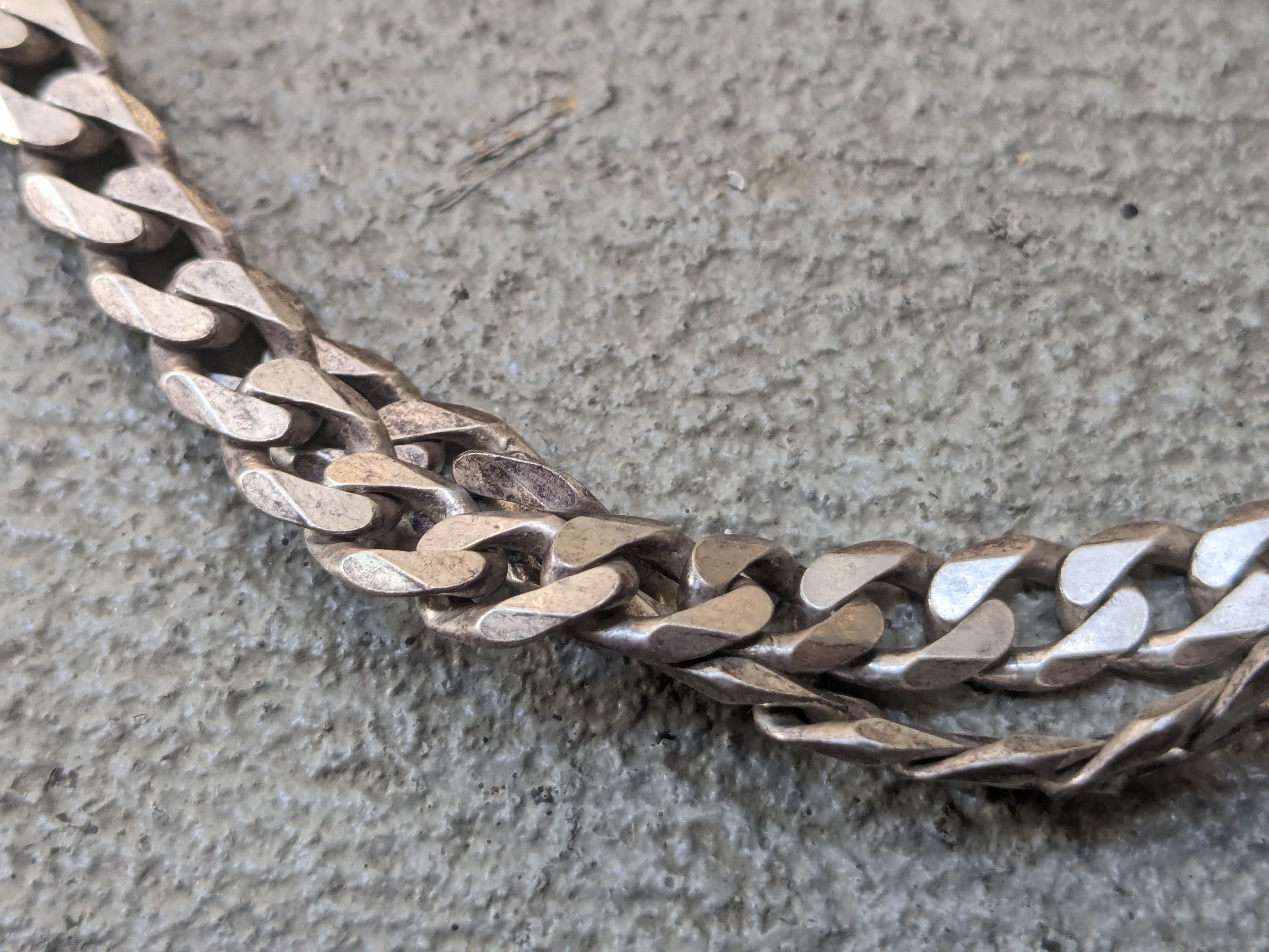 Jewelry Vintage Sterling Silver Necklace Cuban Curb 30" Italy Chain Size ONE SIZE - 7 Thumbnail