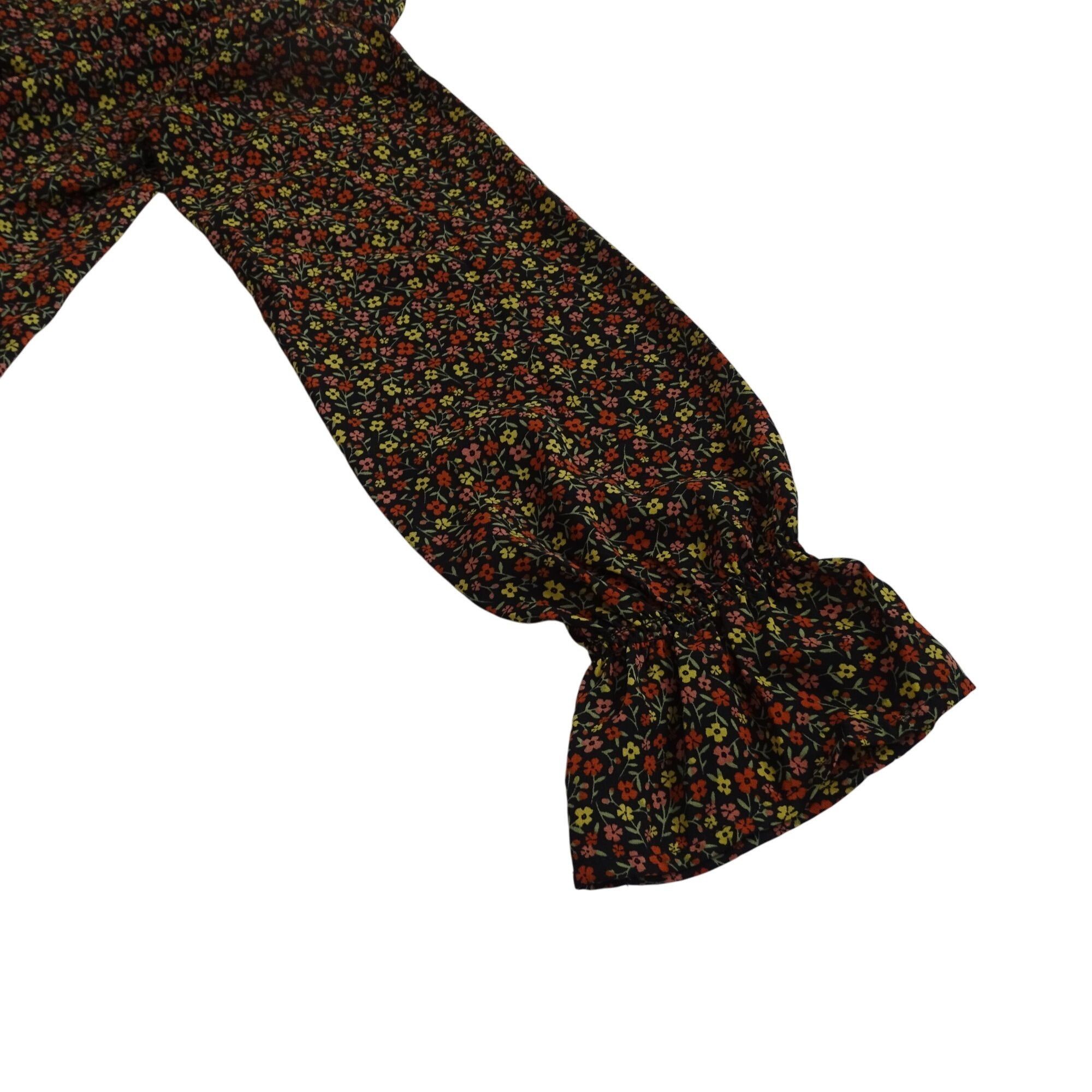 Simons Twik Par Simons Black Floral Long Sleeve Smocked High Neck Size XS / US 0-2 / IT 36-38 - 3 Thumbnail