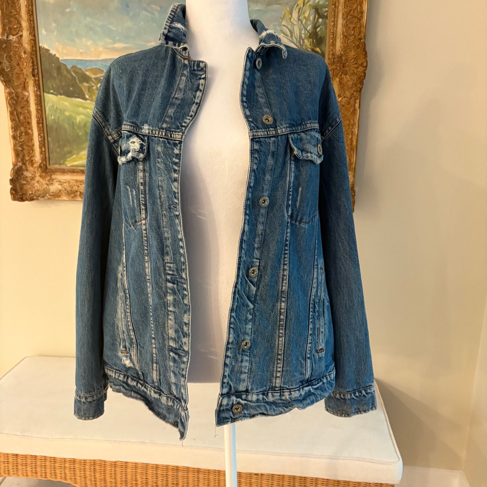 Zara Zara TRF Trafaluc Embroidered Oversized Denim Jacket M Size M / US 6-8 / IT 42-44 - 9 Thumbnail