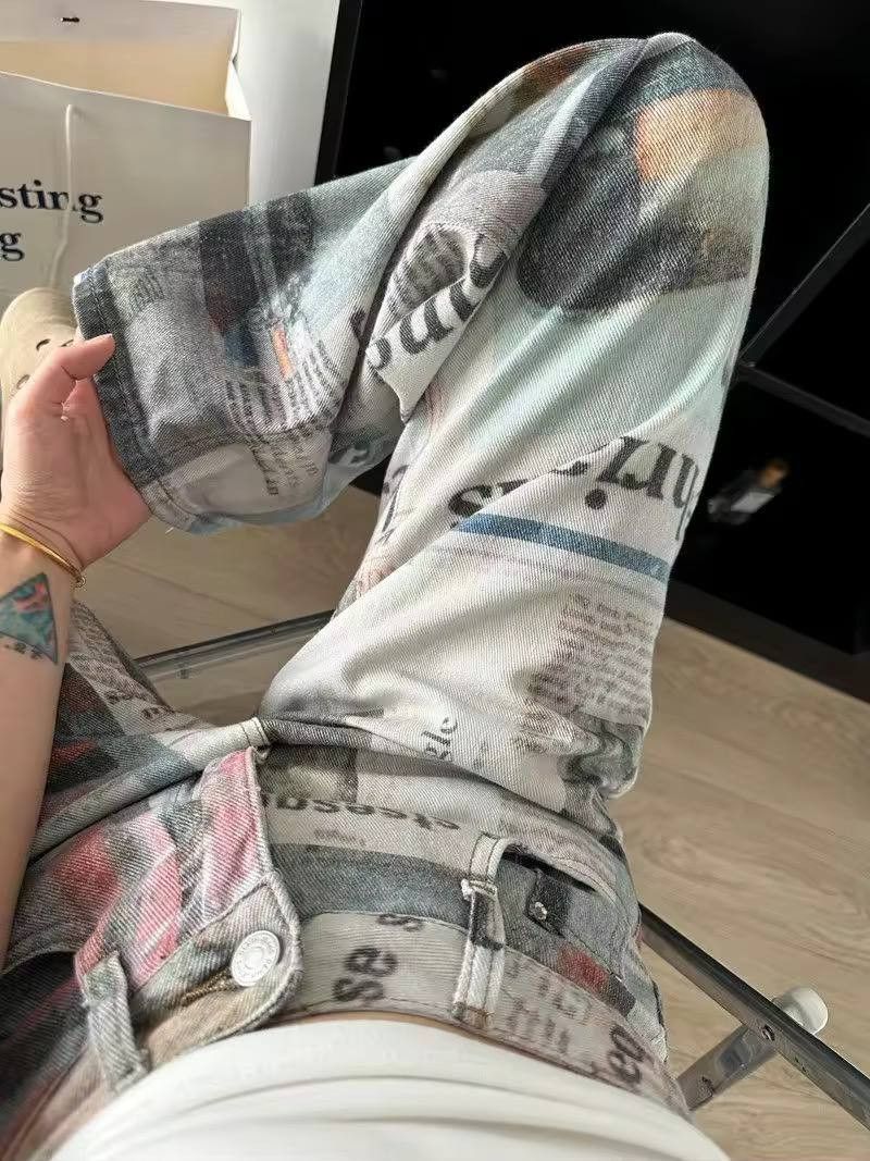 Japanese Brand × Vintage loose, newspaper-style jeans Size US 34 / EU 50 - 4 Thumbnail