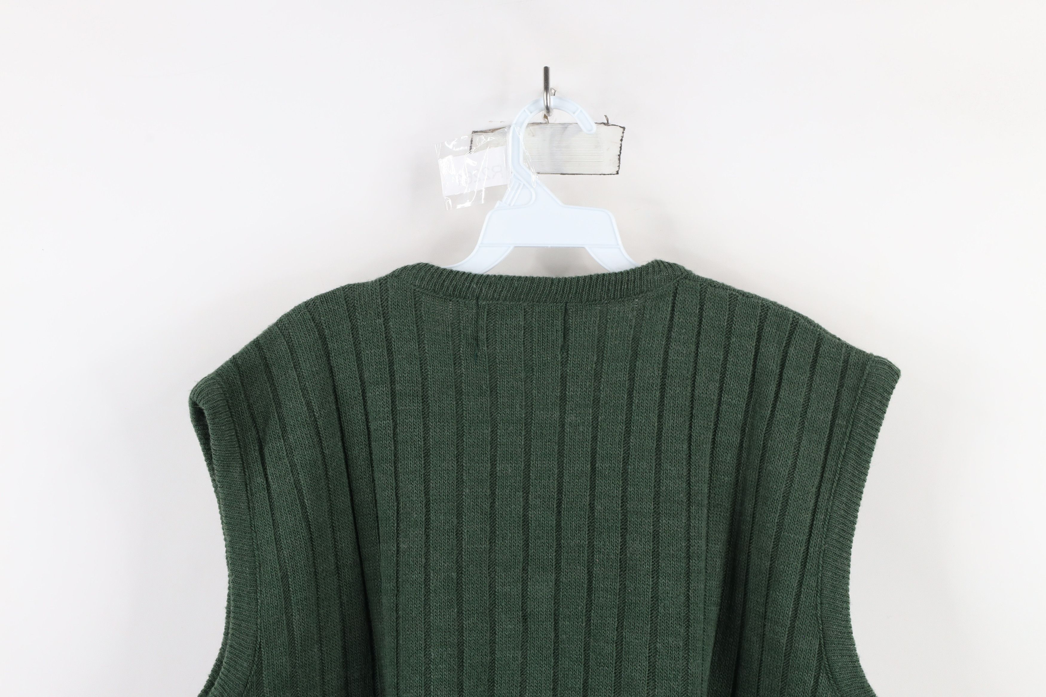 Vintage Vintage 90s Streetwear Ribbed Knit Sweater Vest Green USA Size US XL / EU 56 / 4 - 6 Thumbnail