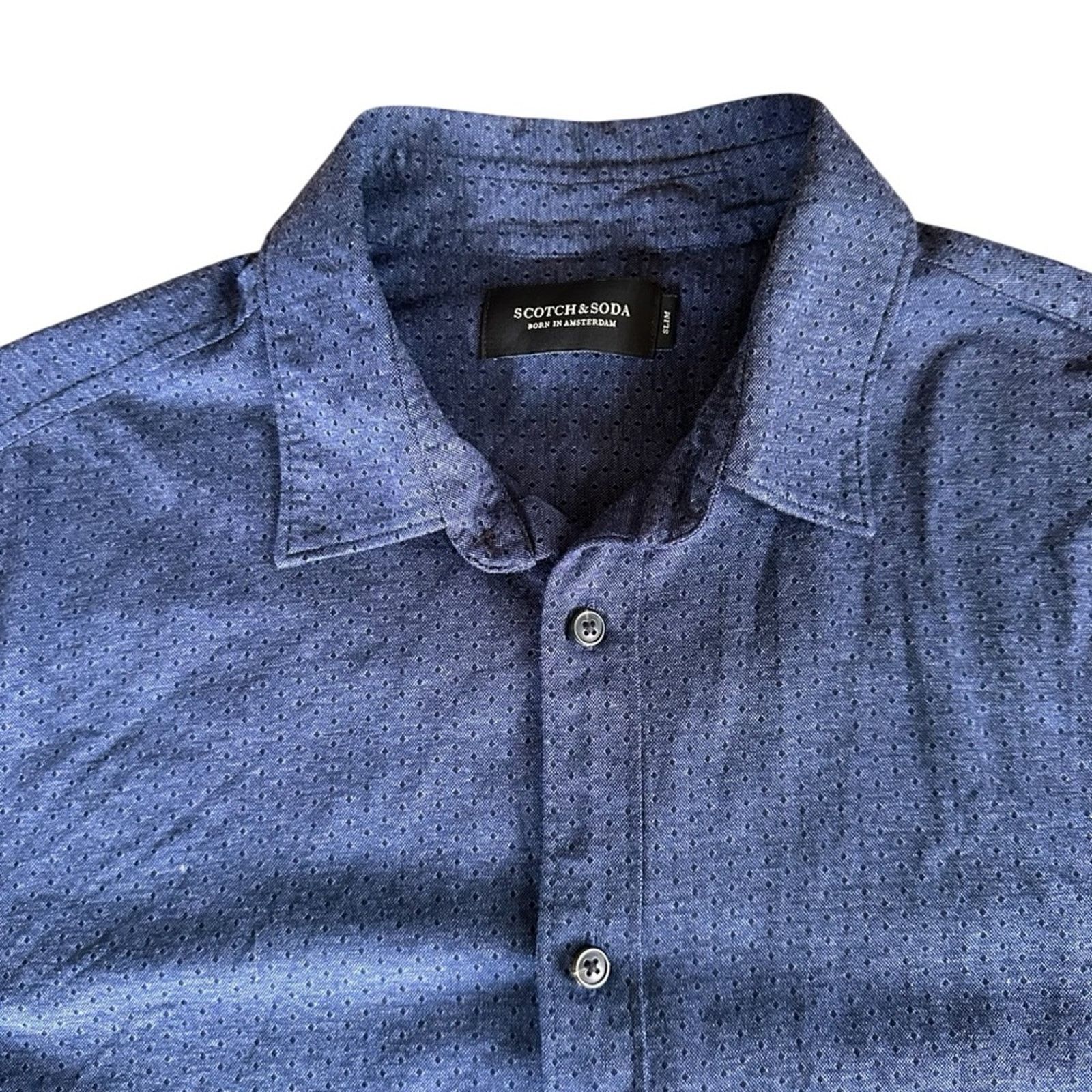 Scotch & Soda Scotch & Soda Slim Fit Cotton Blue Dot Button-Up – Size L Size US L / EU 52-54 / 3 - 3 Thumbnail