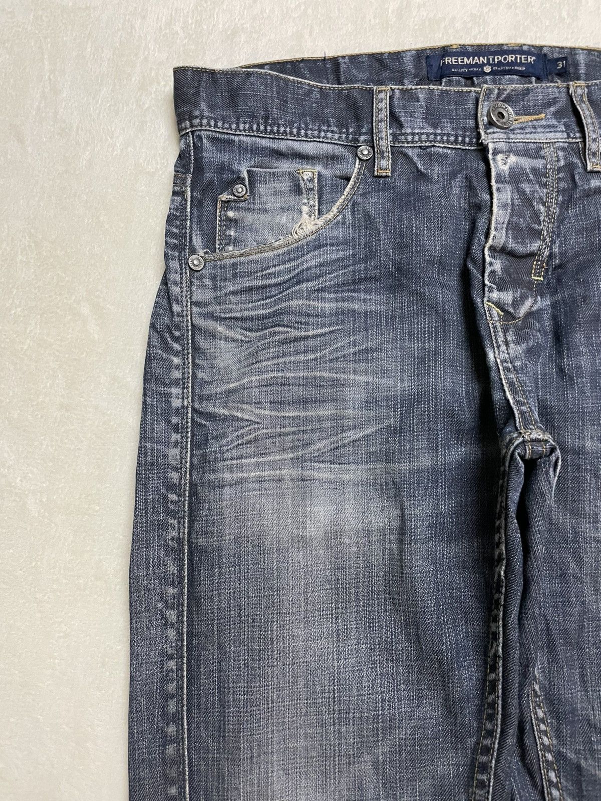 Freeman T. Porter Vintage Freeman T.Porter Faded Distressed Dark Jeans Size US 34 / EU 50 - 5 Thumbnail