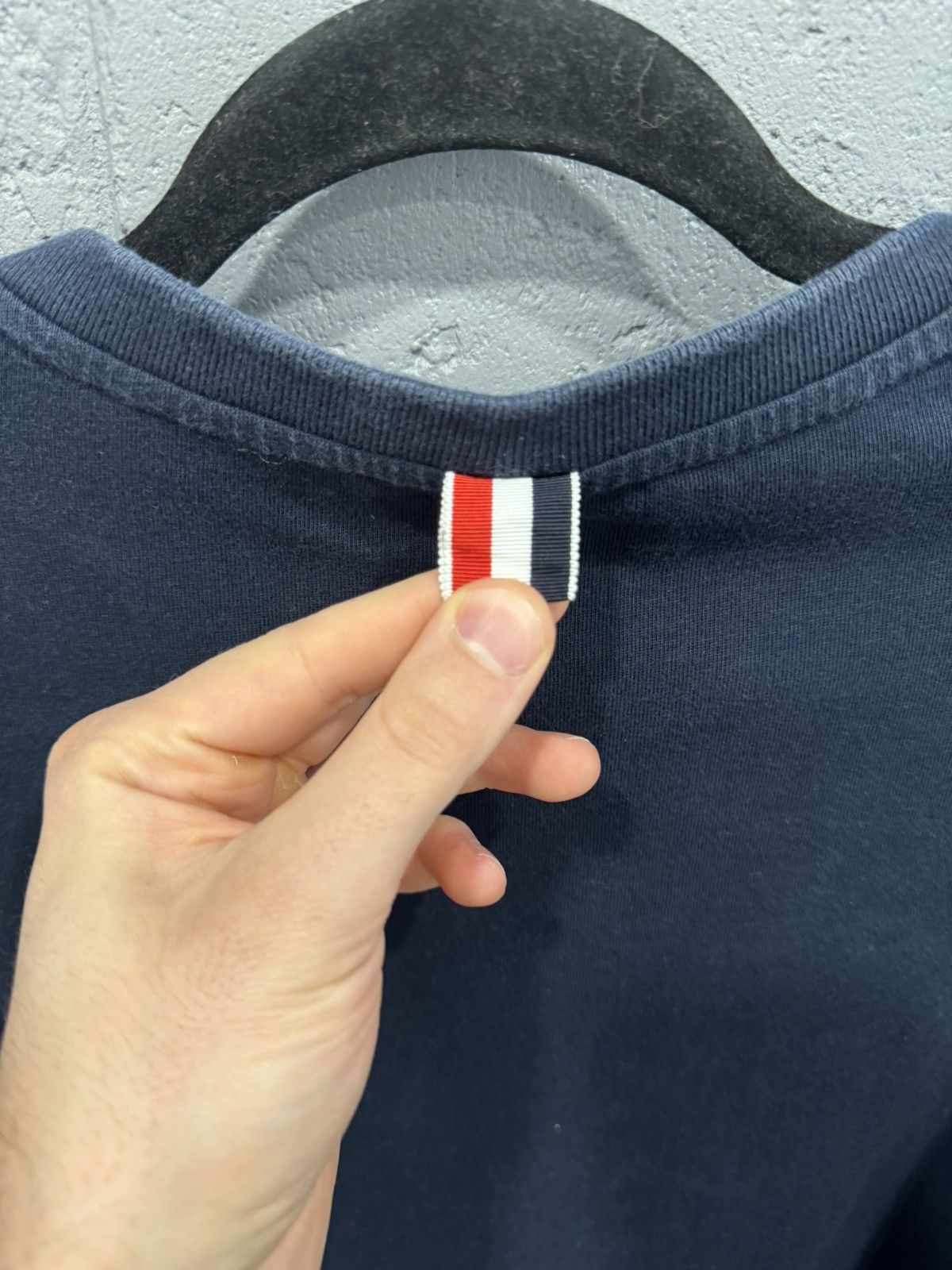 Thom Browne Thom Browne Navy Milano Cotton 4-Bar Long Sleeve Size US L / EU 52-54 / 3 - 7 Thumbnail