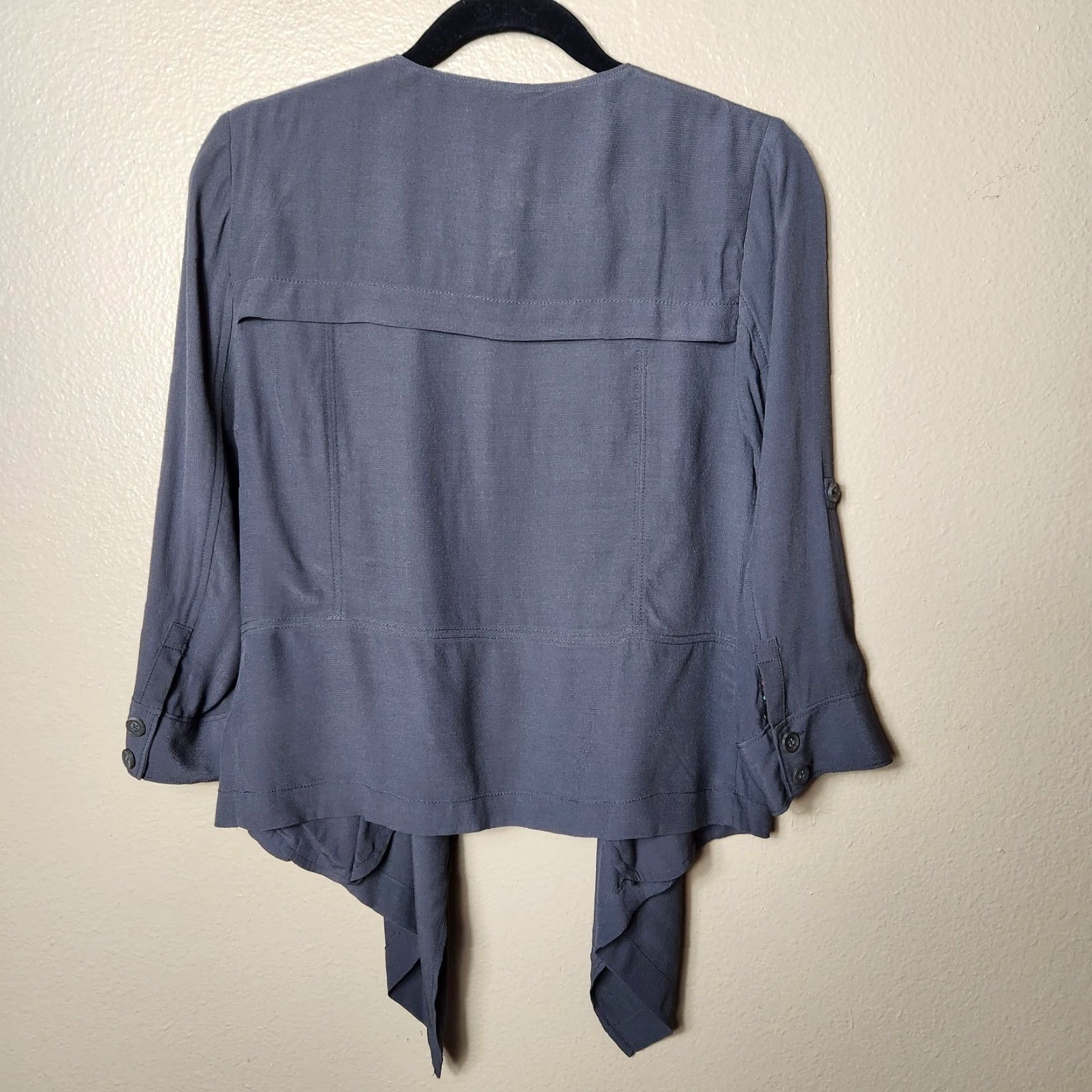 Anthropologie Anthropologie Jacket Women Open Waterfall Moto Style S Gray Rayon Elevenses Dark Gray Short Sweat? Size S / US 4 / IT 40 - 6 Thumbnail