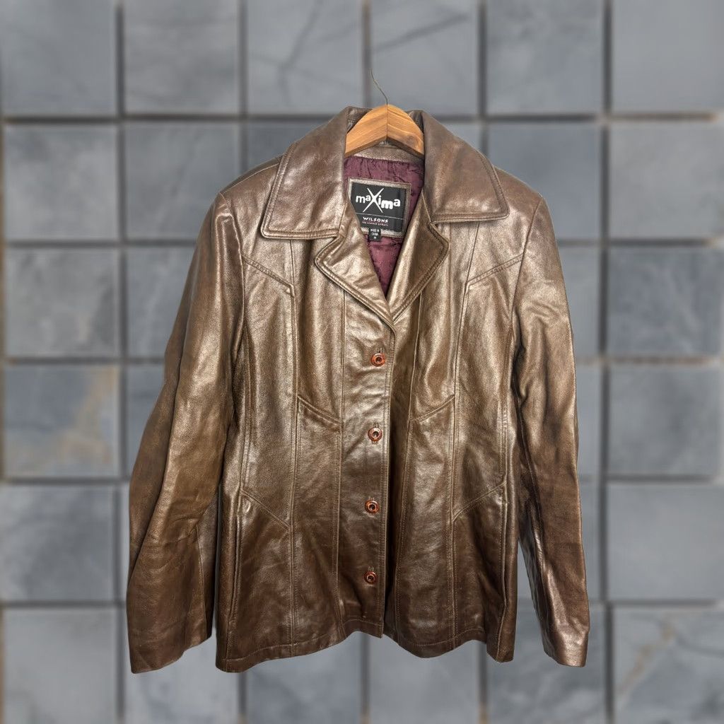 Vintage Wilsons Leather Jacket Brown Womens Size M Grunge Lined Button Vintage 4783 Jacket Size M / US 6-8 / IT 42-44 - 1 Thumbnail
