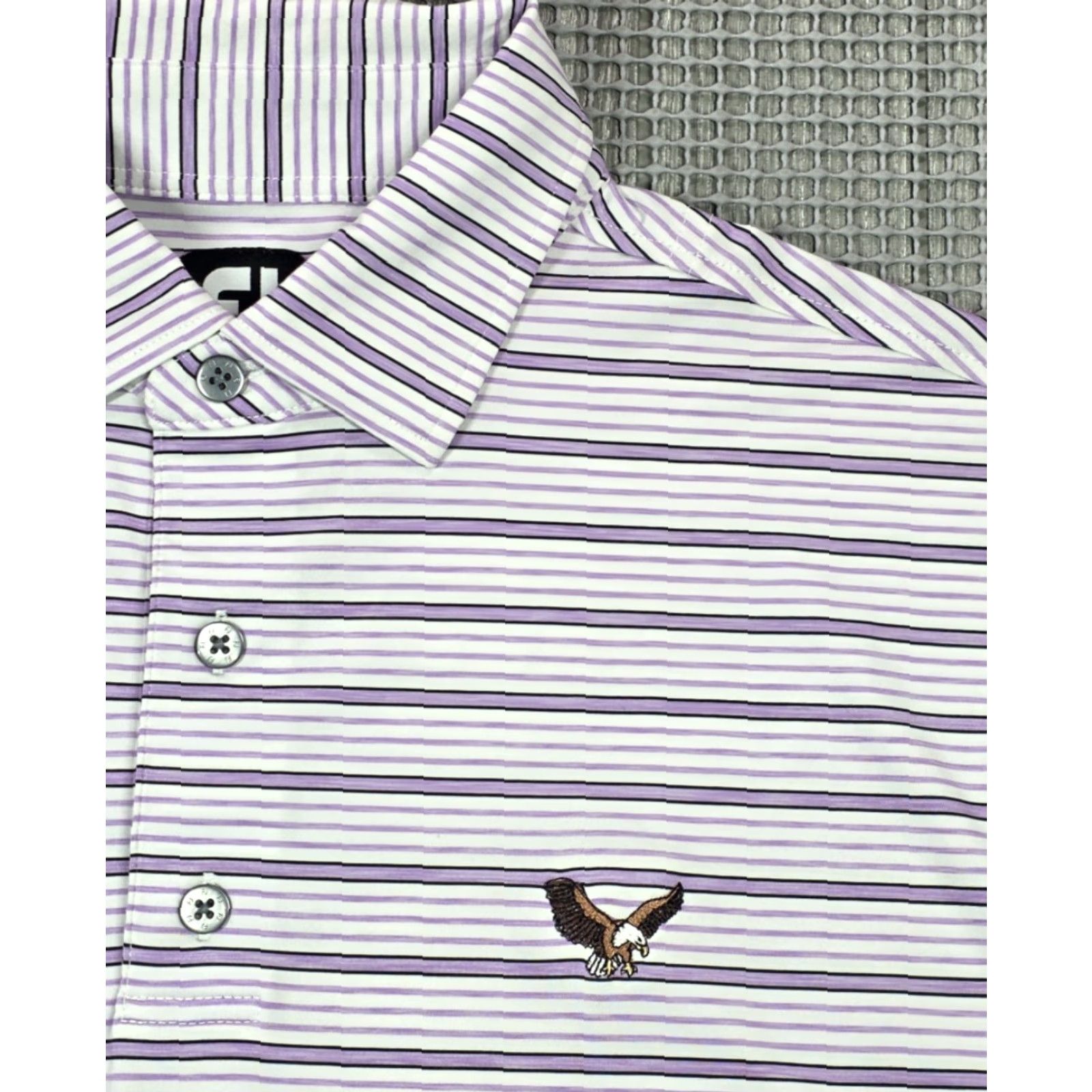 Footjoy FootJoy FJ Mens L Short Sleeve Pink White Stripe Performance Golf Polo Shirt Size US L / EU 52-54 / 3 - 3 Thumbnail