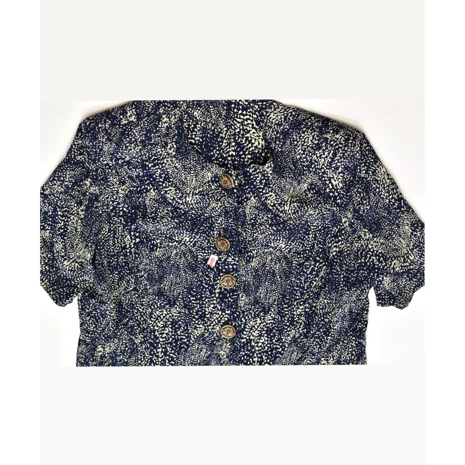 Vintage VINTAGE Womens Short Sleeve Shirt Blouse UK 18 XL Blue Spotted X207 Size XL / US 12-14 / IT 48-50 - 3 Thumbnail